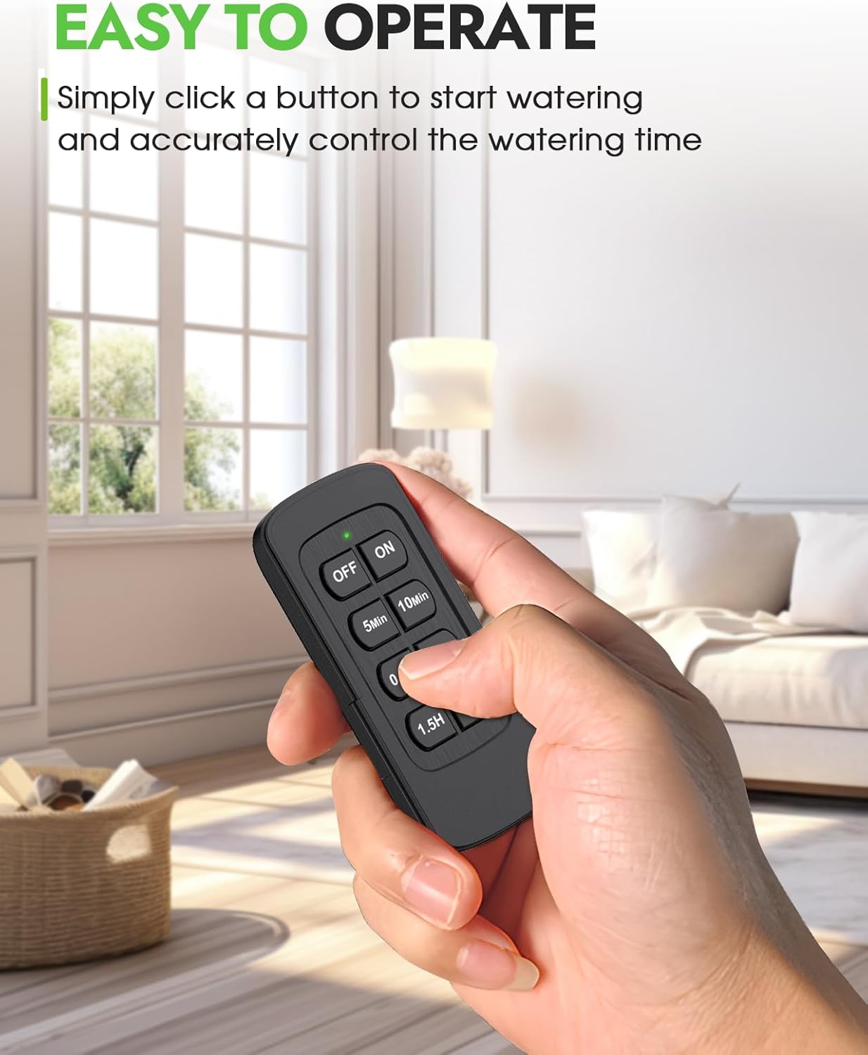 Hand holding the Insoma remote control with various time settings