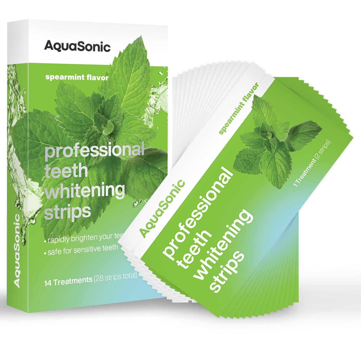 AquaSonic Professional Teeth Whitening Strips - Enamel Safe Teeth Whitening with Hydrogen Peroxide - Easy to Use Non-Slip