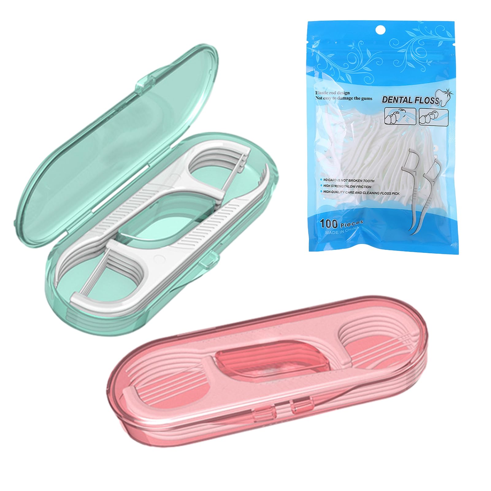 120 PCS Travel Dental Floss Picks, with Tooth Pick Holder, Triple Clean Advanced Clean Dental Floss Stick, Tooth Floss Picks, Smoothly Work on Tight Teeth Floss Sticks, Keeps Mouth Fresh and Clean