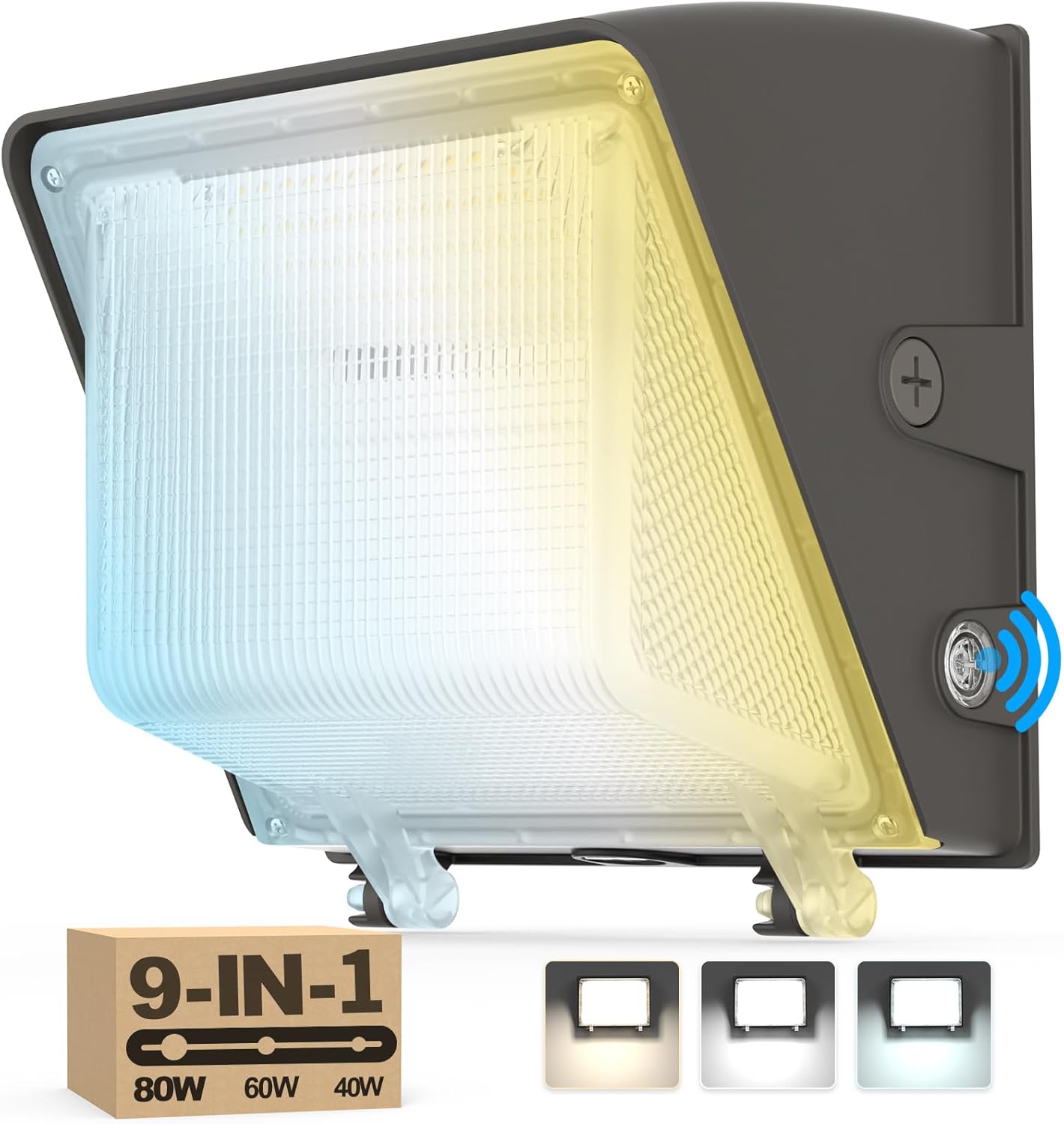 AKK 80W 60W 40W LED Wall Pack Light with Photocell, 12000LM 150LM/W, 3 Wattage & 3 CCT Selectable (4000K/5000K/5700K), 100-277V IP65 Outdoor for Parking Lots, Warehouse, Security Lighting | ETL Listed