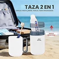 Vista 4 de Estuche de viaje para cepillos de dientes, soporte para cepillos de dientes y taza de enjuague con asa, funda multifuncional para cepillos