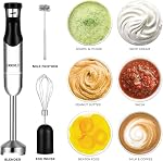 Mélangeur à main d'immersion électrique, OBERLY 500W Lourds 3-in-1 Mélangeur de bâtons à main, Smart Stepless, Lame en acier inoxydable avec lait frère, fouet d'oeuf pour mousse de café, smoothies et purée