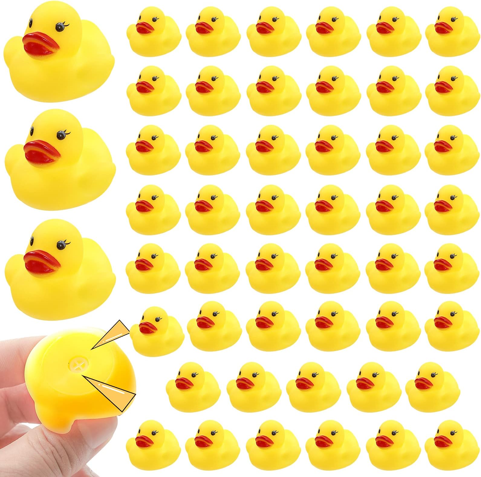 Guaren us50-Pieces Float & Squeak Mini Rubber Duck Baby Bath Ducky Sound Shower Toys for Kids