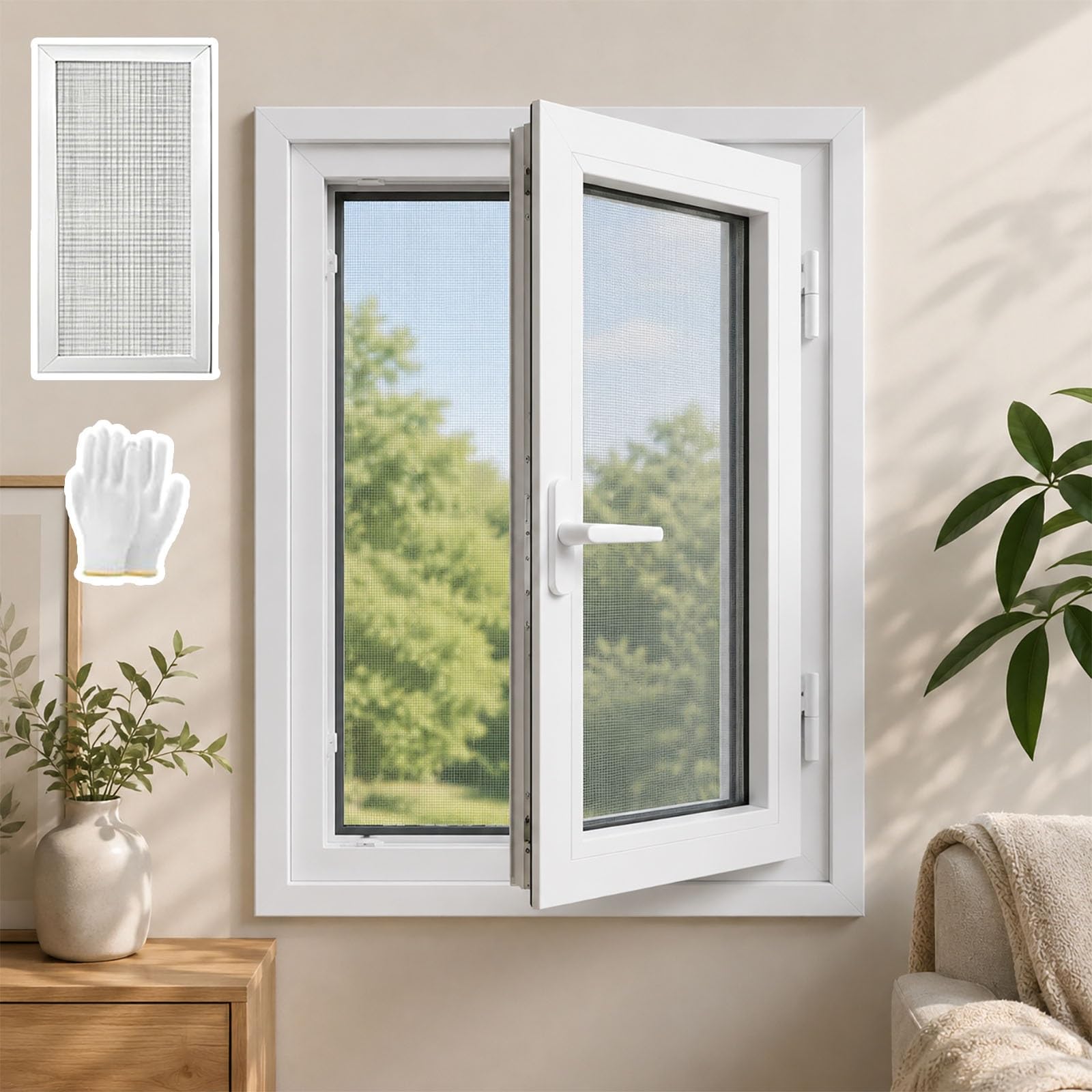 Ventana abatible para sótano, marco de acero de plástico blanco, ventana de vidrio templado, paneles de vidrio de doble panel, ventanas seguras, reemplazo de ventanas de baño para casa