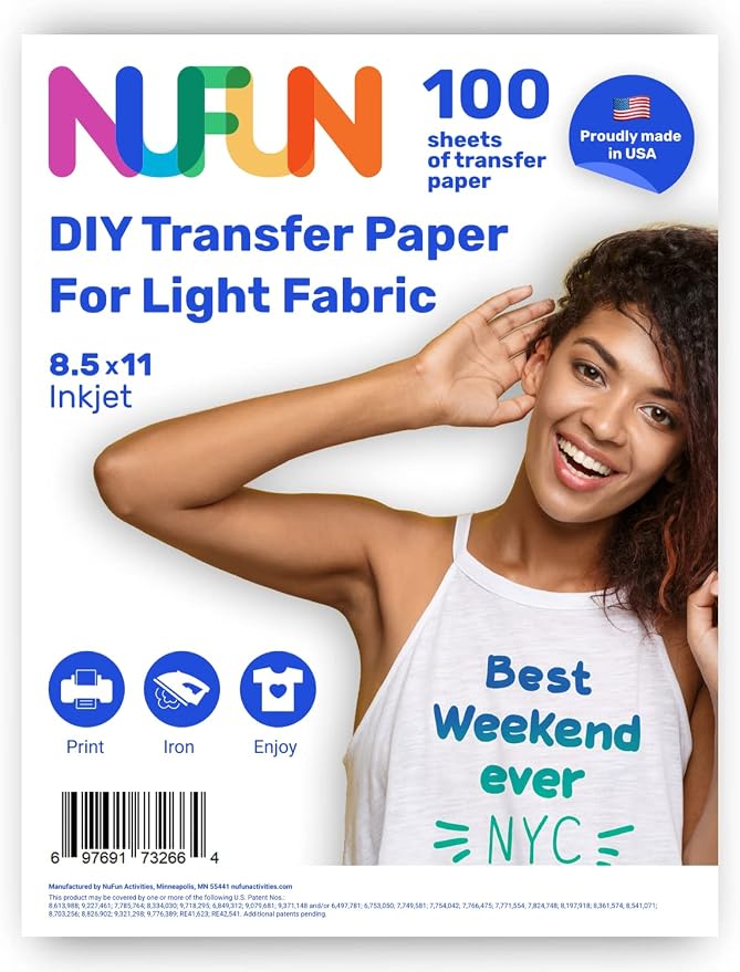 Amazon.com: NuFun Activities Heat Transfer Paper for T Shirts, Light ...