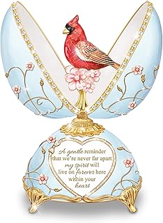 The Bradford Exchange Heavenly Messenger Peter Carl Faberge-Inspired Egg Remembrance Music Box Featuring A Hand-Painted Cardinal Sculpture & Adorned with 22K Gold Accents