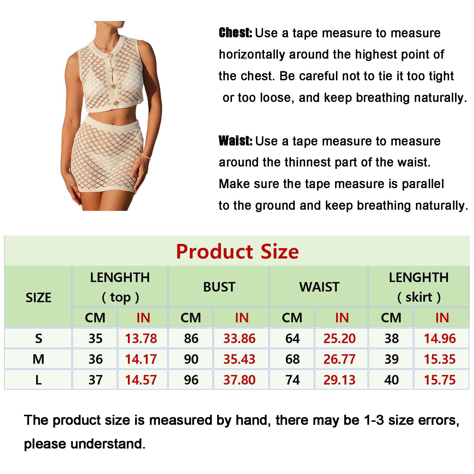 Donna Crochet Cover Up Set Senza Maniche Button Up Gilet Top Mini Gonna Scava Fuori Vestito Da Spiaggia