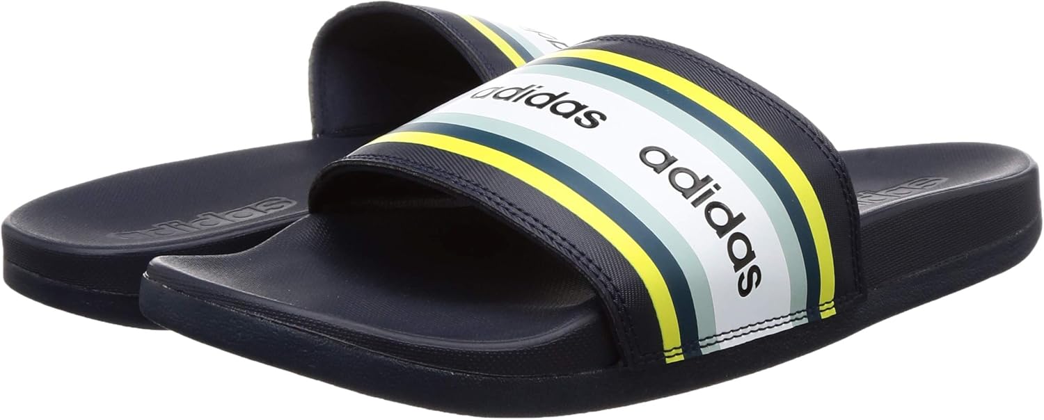 adidas Women's Adilette Comfort Slides, Legend Ink/Shock Yellow/White, 9