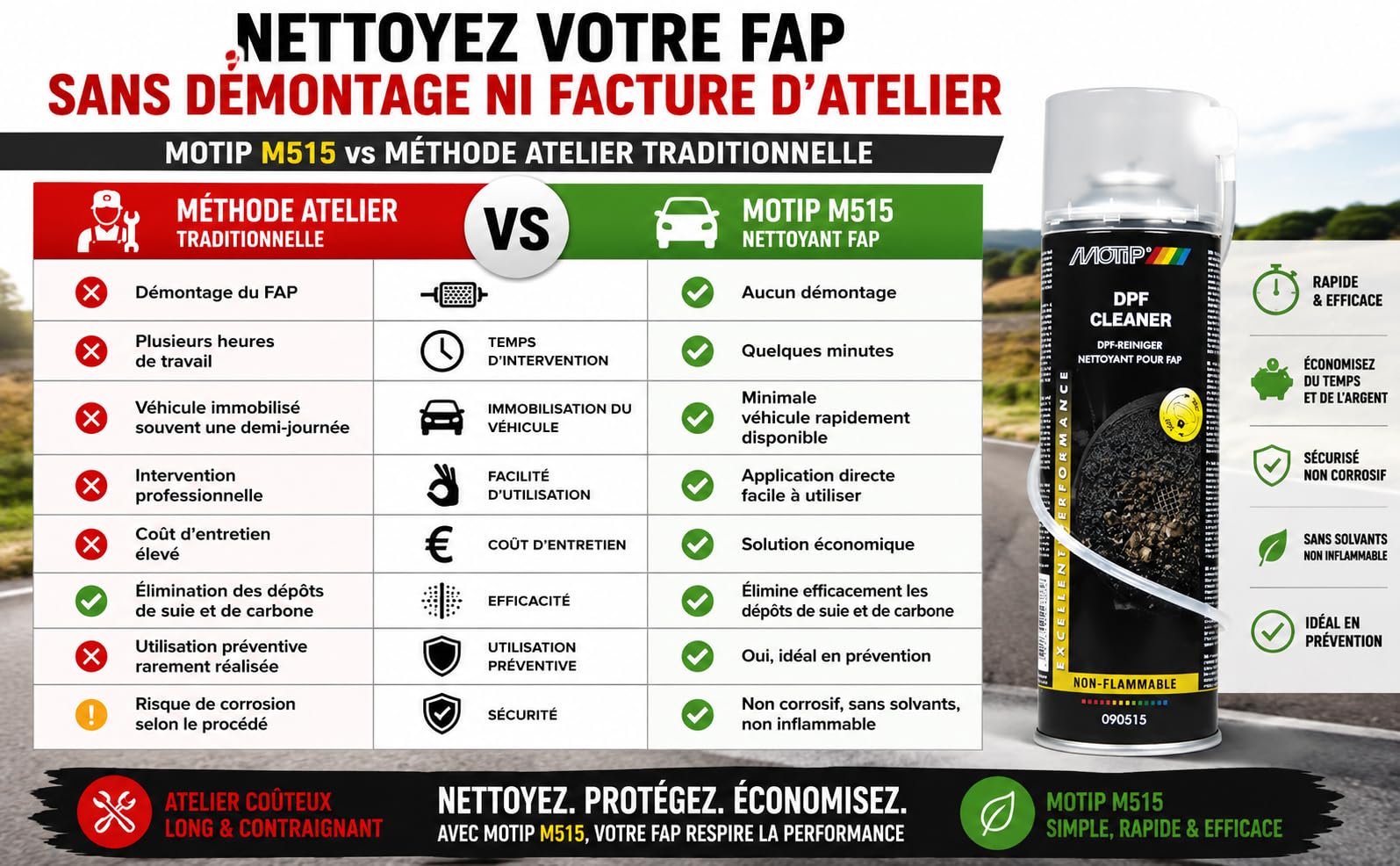 DPF Cleaner Spray, Nettoyant FAP Diesel, 400ml, Sans Démontage, Pack de 2, avec Gants Nitrile et Canule
