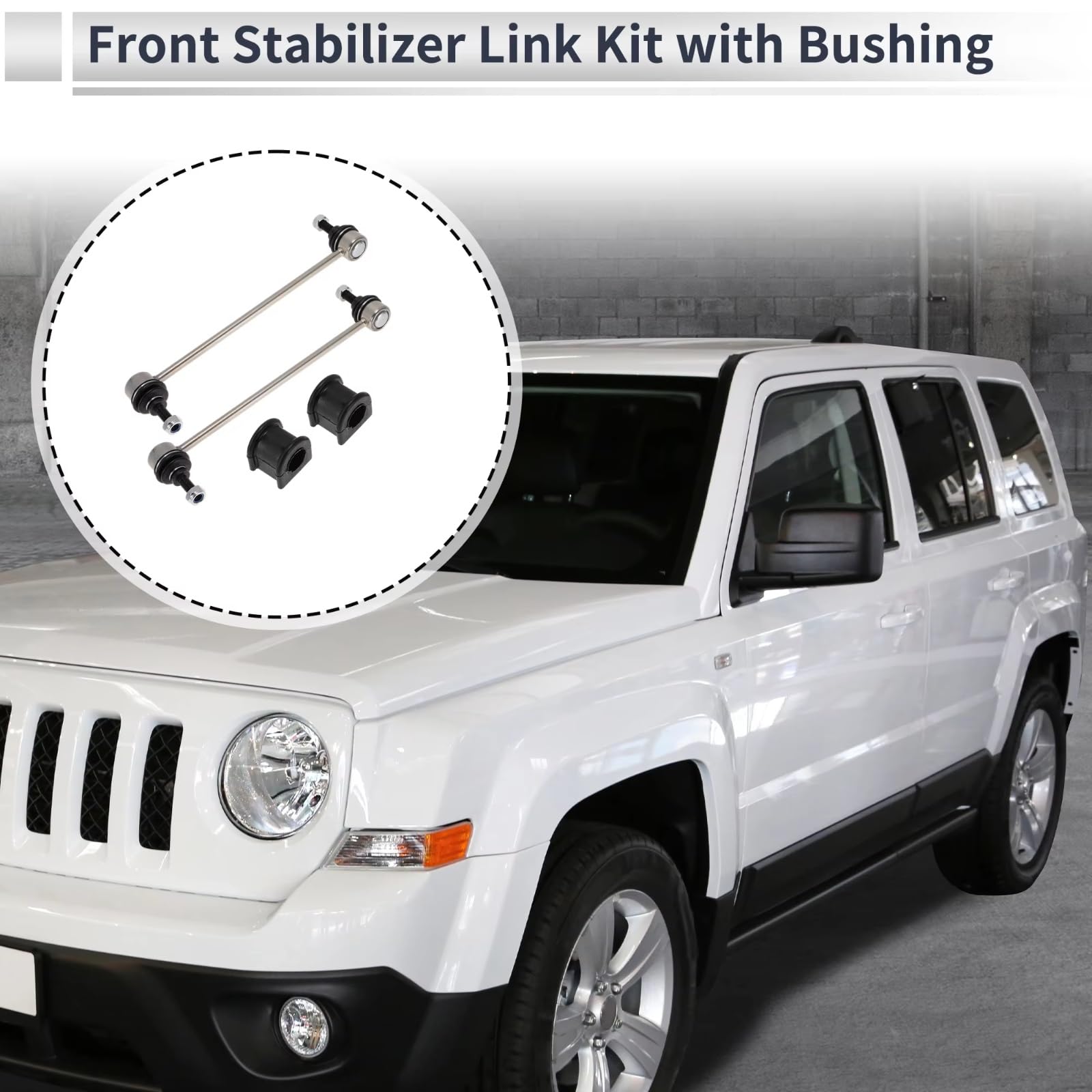 Bieletas de Barra estabilizadora Delantera con 2 bujes K80258/K200216 compatibles con Jeep Patriot 2007-2012 2013 2014 2015 2016 2017