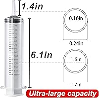 Vista 2 de 2 jeringas grandes de plástico, jeringas industriales de jardín para laboratorios científicos, medición, riego, relleno, filtración, múltiples usos