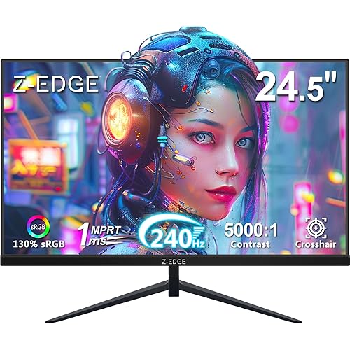 Z-Edge 24.5 inch 240Hz 165Hz 144Hz Gaming Monitor, FHD 1080p, MPRT 1ms, VA Monitor Gaming, 350nits, 16.7M Colors, 5000:1 Contrast, UG25I Frameless Bezel, DP x1, HDMI x2
