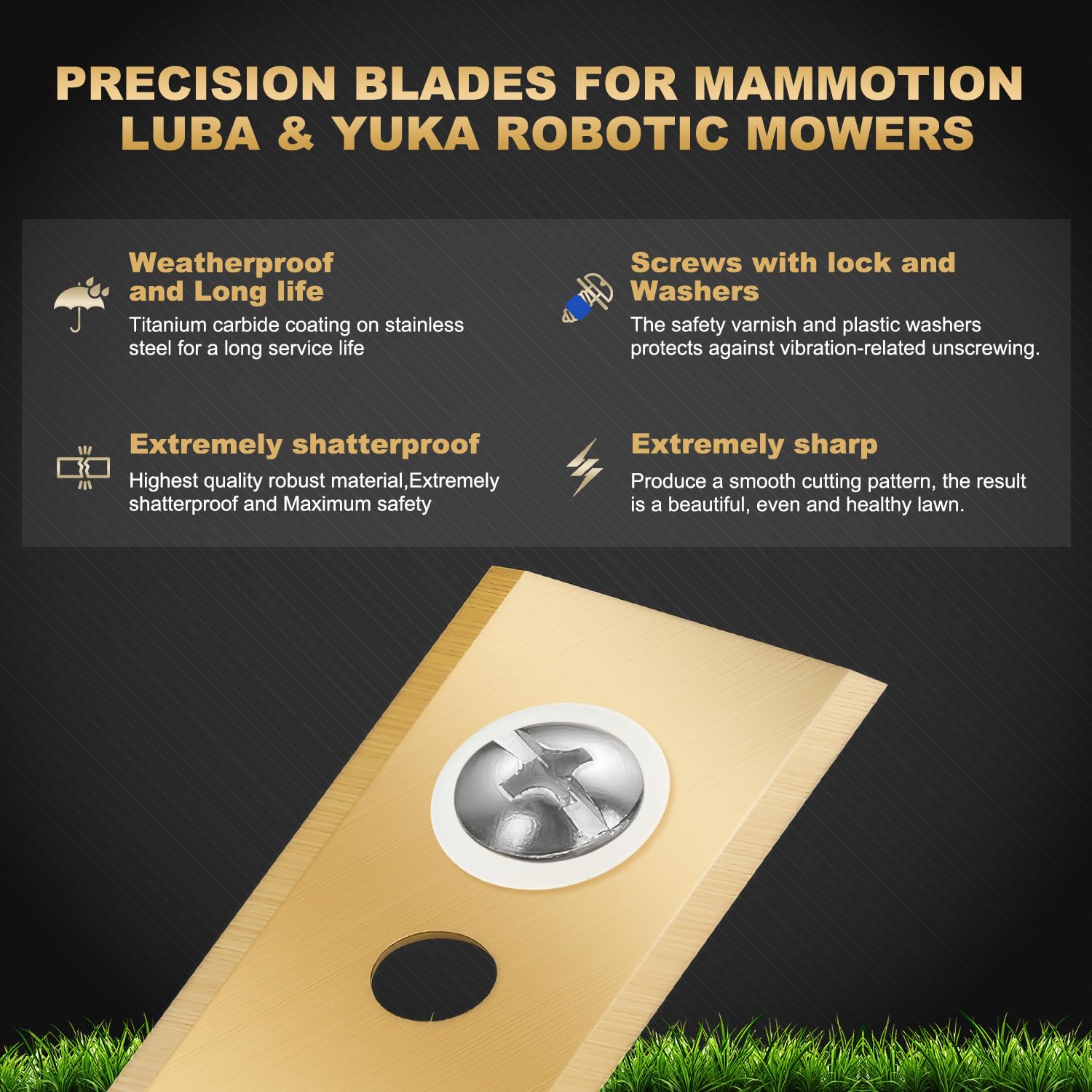 36Pcs Replacement Blades Compatible for Mammotion Luba and YUKA All Series Robust Titanium Replacement Robotic Lawnmower Blades - Image 4
