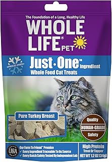 Whole Life Pet Just One Turkey - Cat Treat Or Topper - Human Grade, Freeze Dried, One Ingredient - Protein Rich, Grain Free, Made in The USA