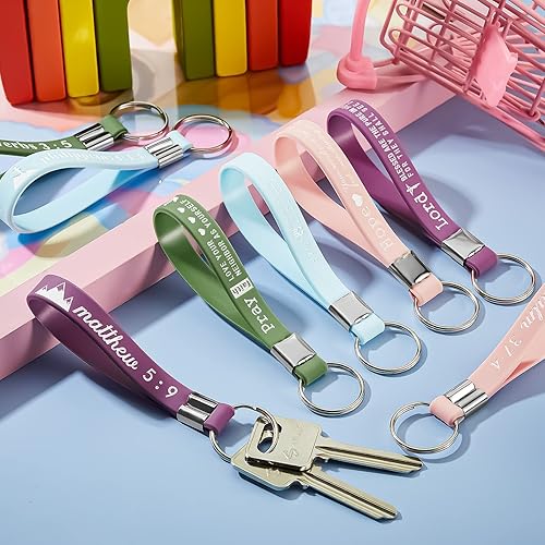 Miniatura 7 de 36 llaveros de la Biblia cristiana con escritura, versículos de silicona inspiradores, llaveros religiosos, regalo para la iglesia, Con color