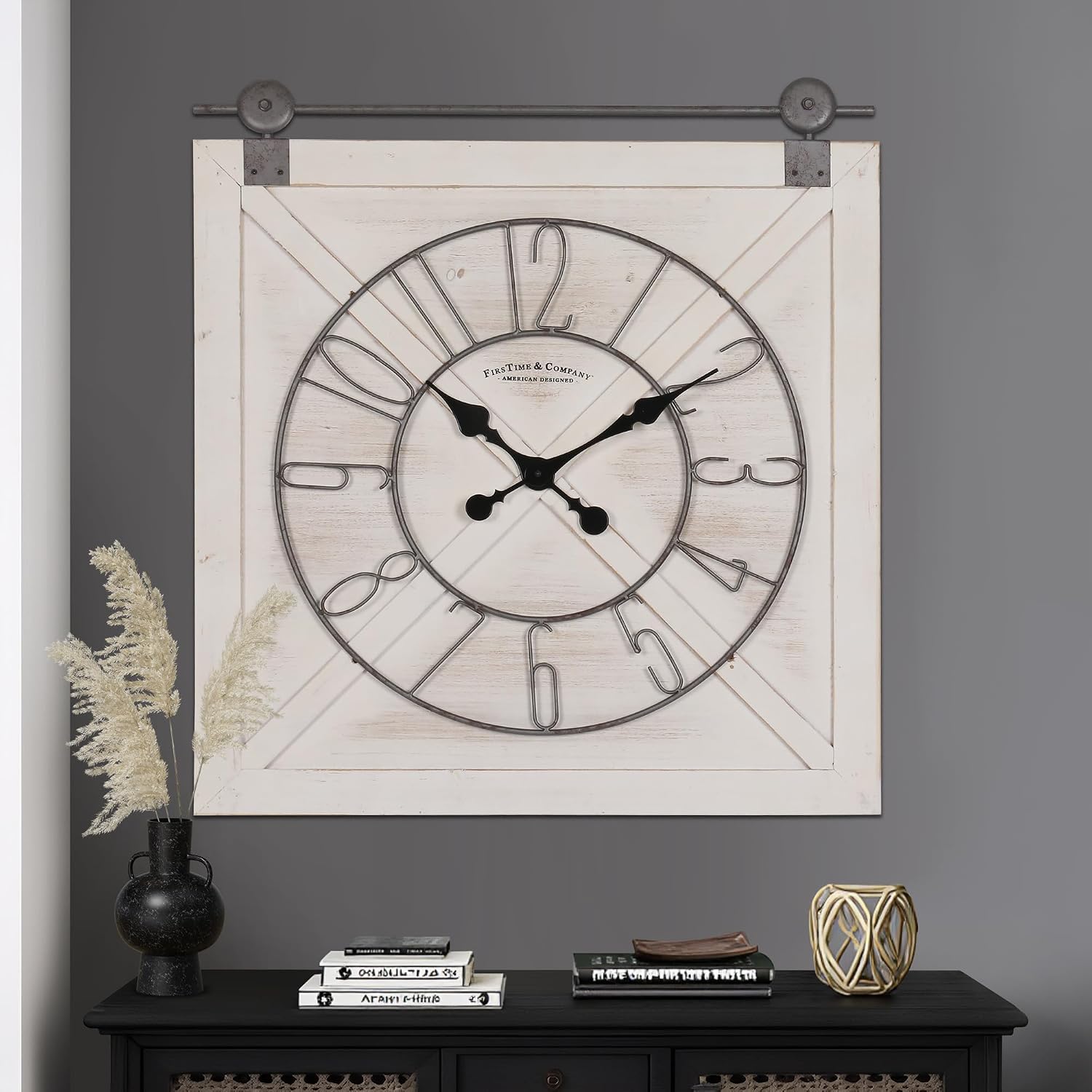 Amazon.com: Surmorn Farmhouse Wall Clock with Distressed Wood Frame ...