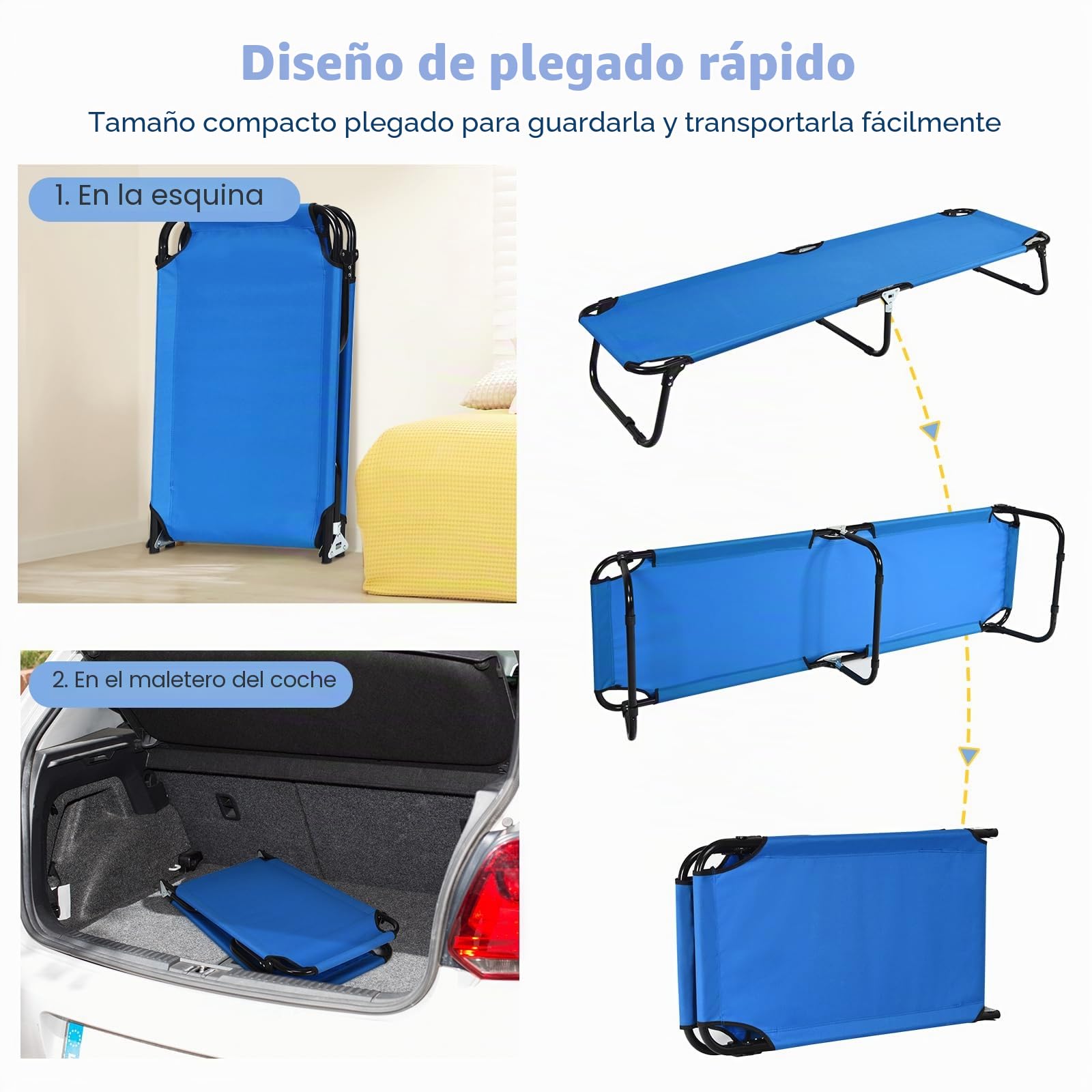KOMFOTTEU Cama Plegable de Camping con Estructura de Metal, Carga 150 kg