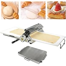 Folding Dough Sheeter, Counter Top Manual Commercial Roller Machine, Stainless Steel, 1 Rolling Board; pastry roller machine as Dough Machine with Adjustable Thickness. 33"