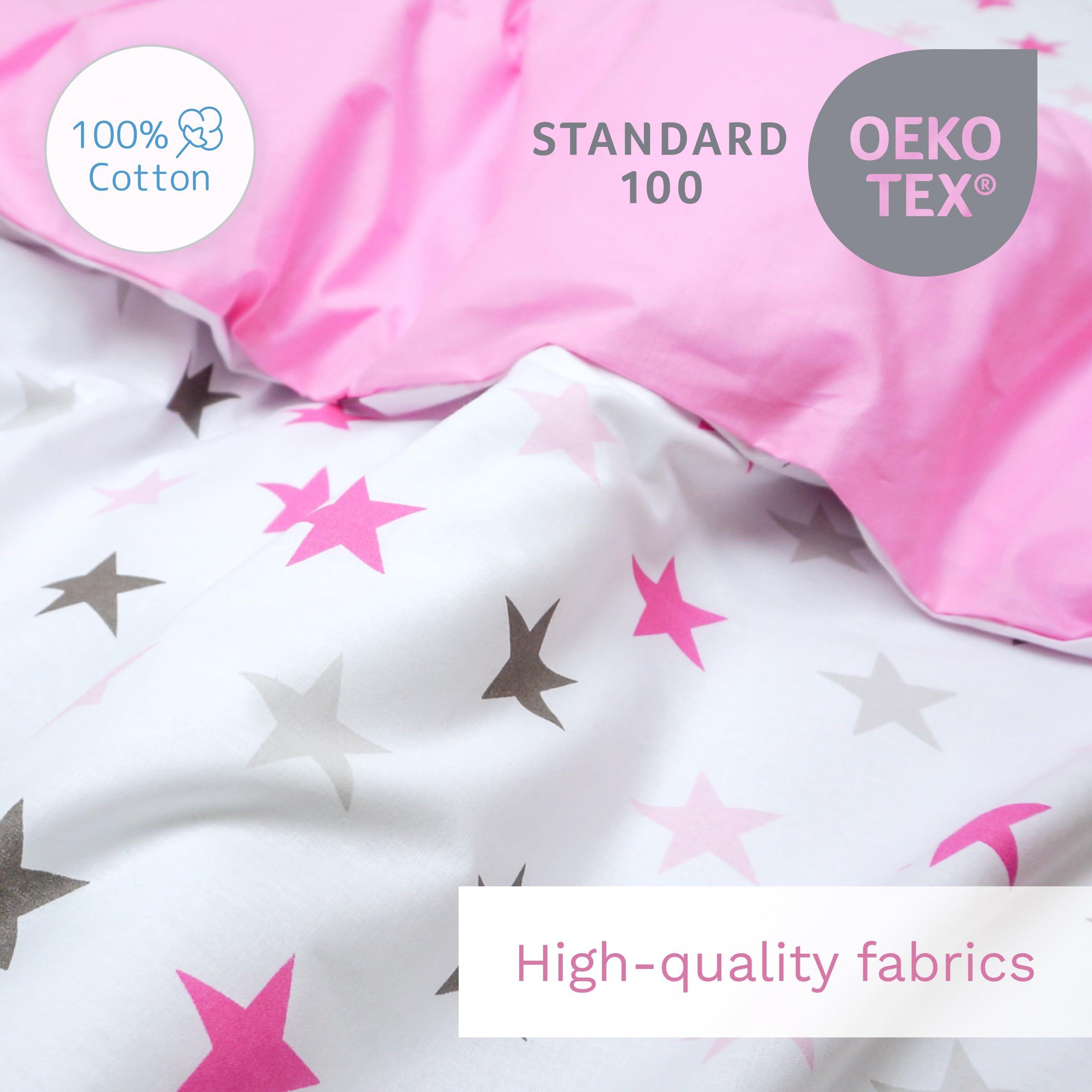 Baby Comfort Juego de Cama para Cuna 4 Piezas 135x100 cm edredón y Funda nórdica con Almohada y Funda de Almohada - diseño 19 (12 Meses+)