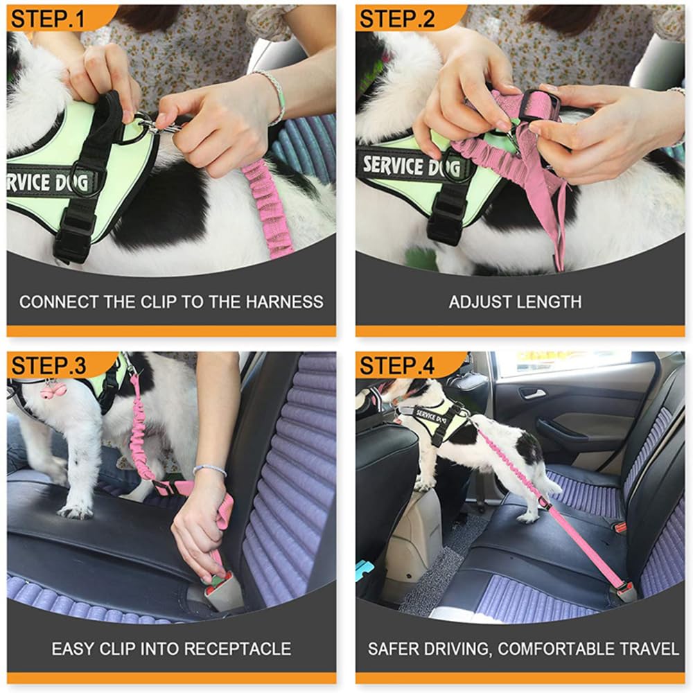 Laisse Élastique Réglable Ceinture Sécurité Voiture Chien Harnais Ajustable Protection Automobile Animaux Compagnie Nylon Résistant Boucle Robuste