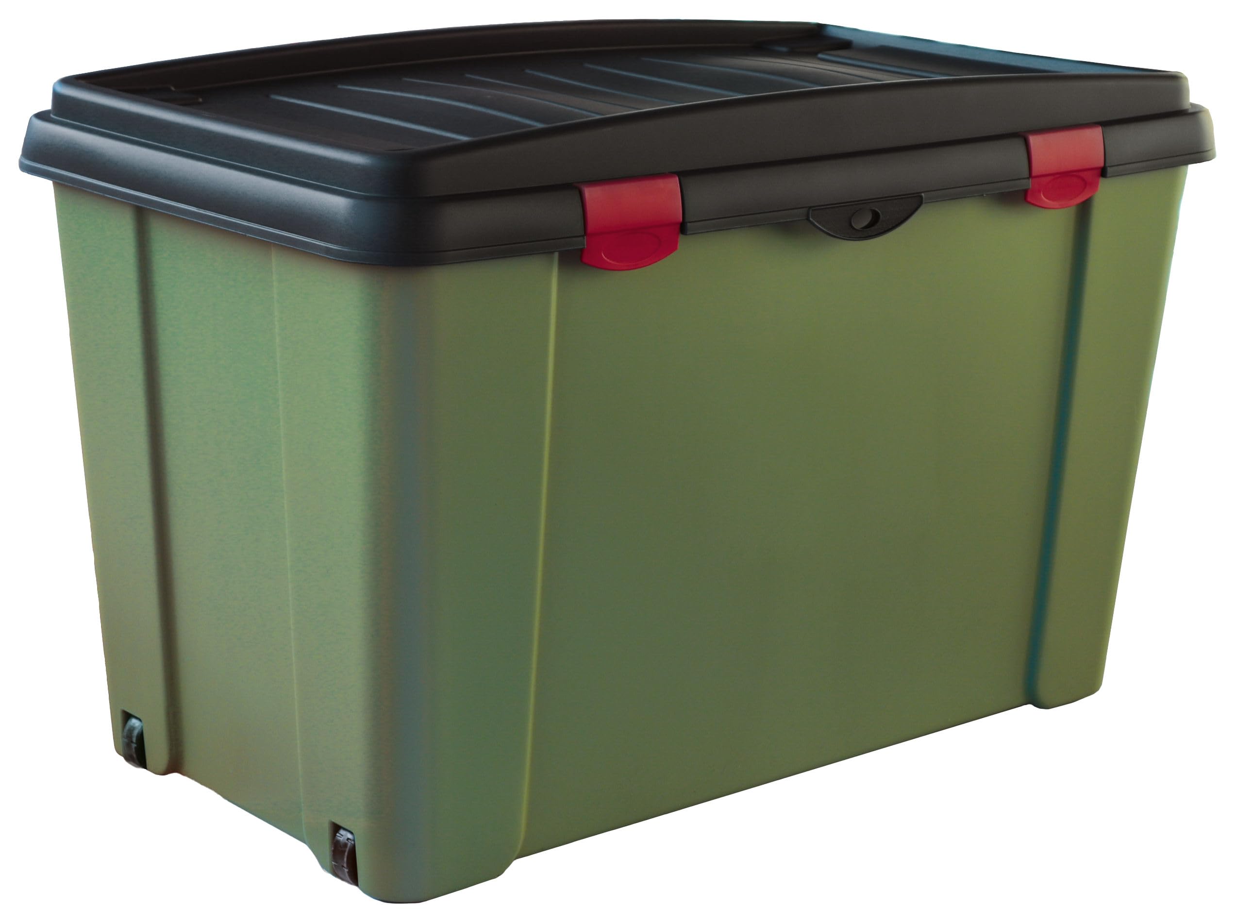Stefanplast Scatola portaoggetti, Cassetta portaoggetti, Campingbox, olive/graphite, 79x47x51cm, Plastica, con 4 ruote, incl. Coperchio