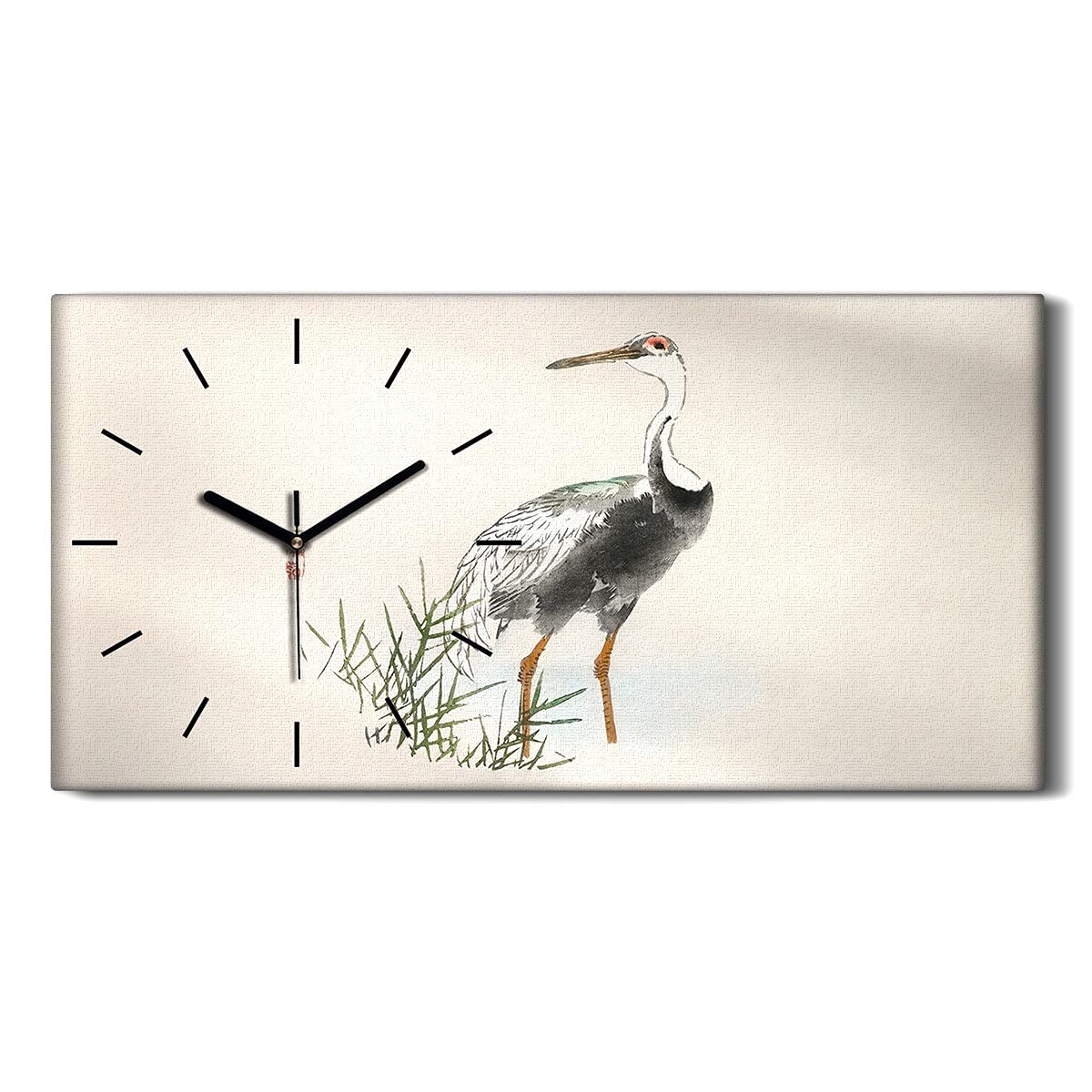 Horloge sur Toile 60x30cm Salon Moderne Décoration Murale Oiseaux d'Asie