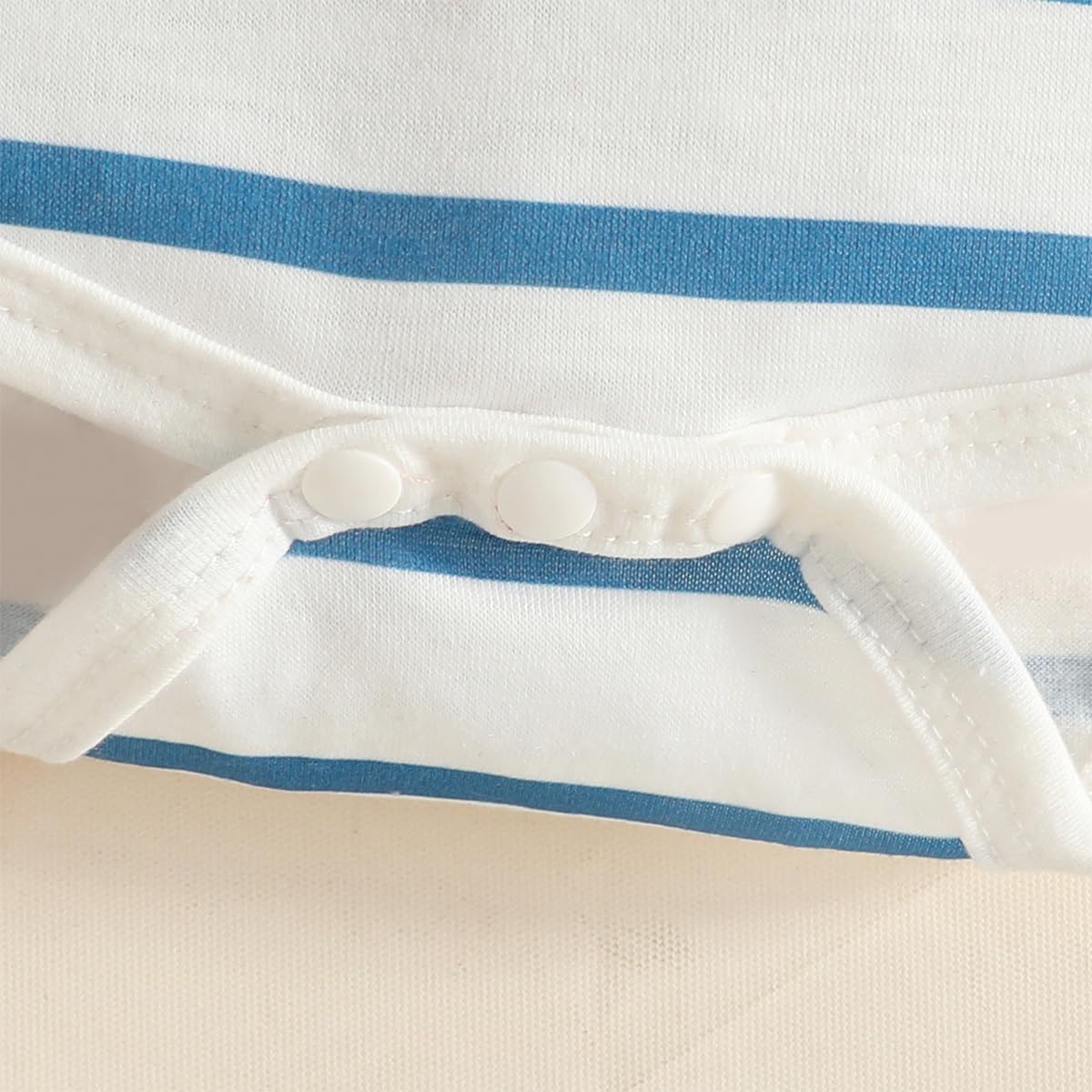 Baby Jungen Overall Set Kleidung Kurzarm Gestreiftes Oberteil + Süßer Tierdruck Hosenträger + Mütze 3Pcs Sommer Outfit 0-18 Monate
