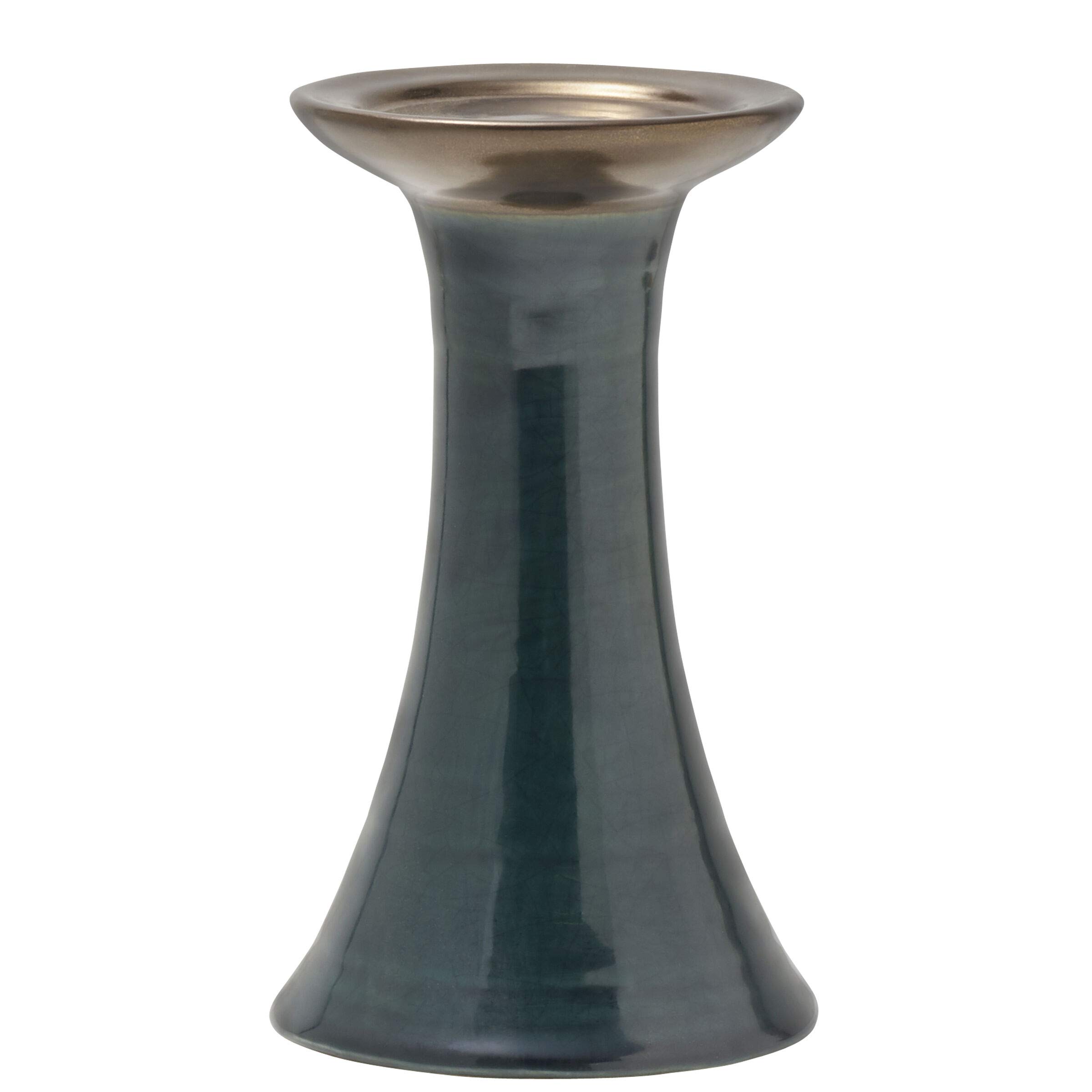 Scott Living Luxe Ceramic Glazed Candle Holder, 8-Inch, Dark Green
