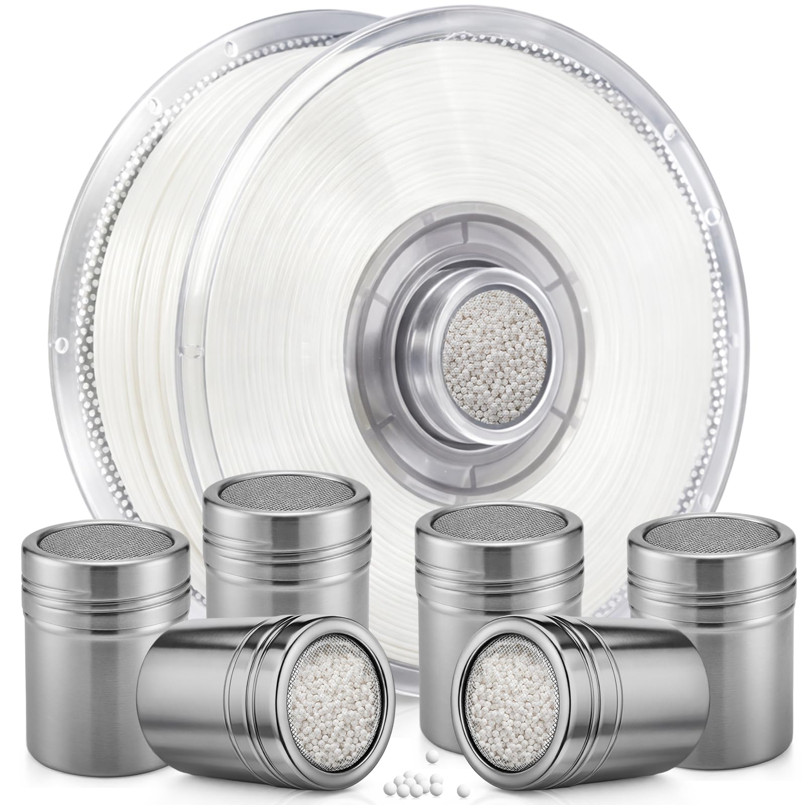 Unittype Paquete de 6 filamentos desecantes para impresora 3D, 80 g, cada alúmina activada, más potente, estable que el gel de sílice, recargable, absorbe la humedad y evita que el filamento se moje