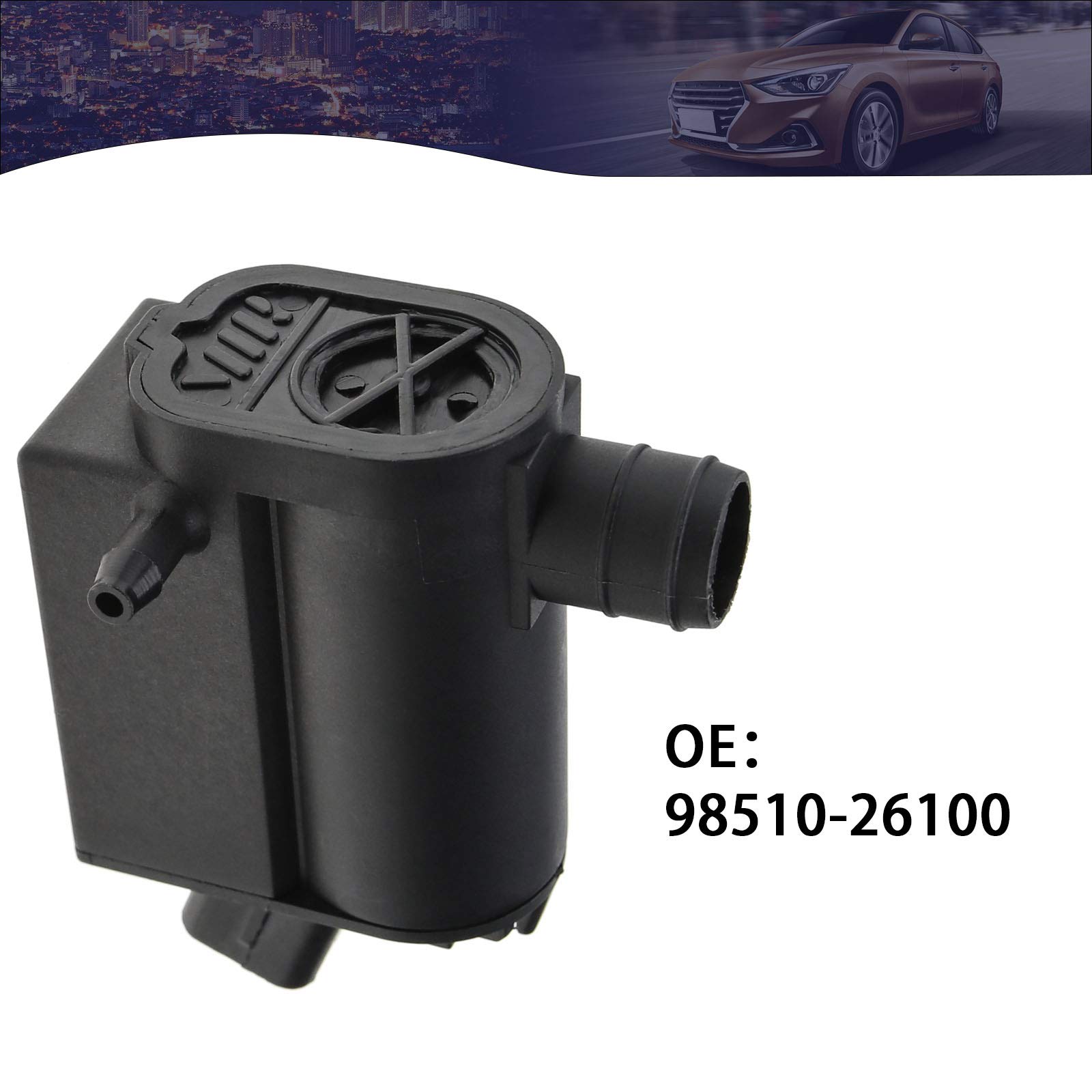 Pompe Lave-glace Voiture 98510-2L100 - 3 Broches - Double Sortie - Compatible Hyundai/Kia