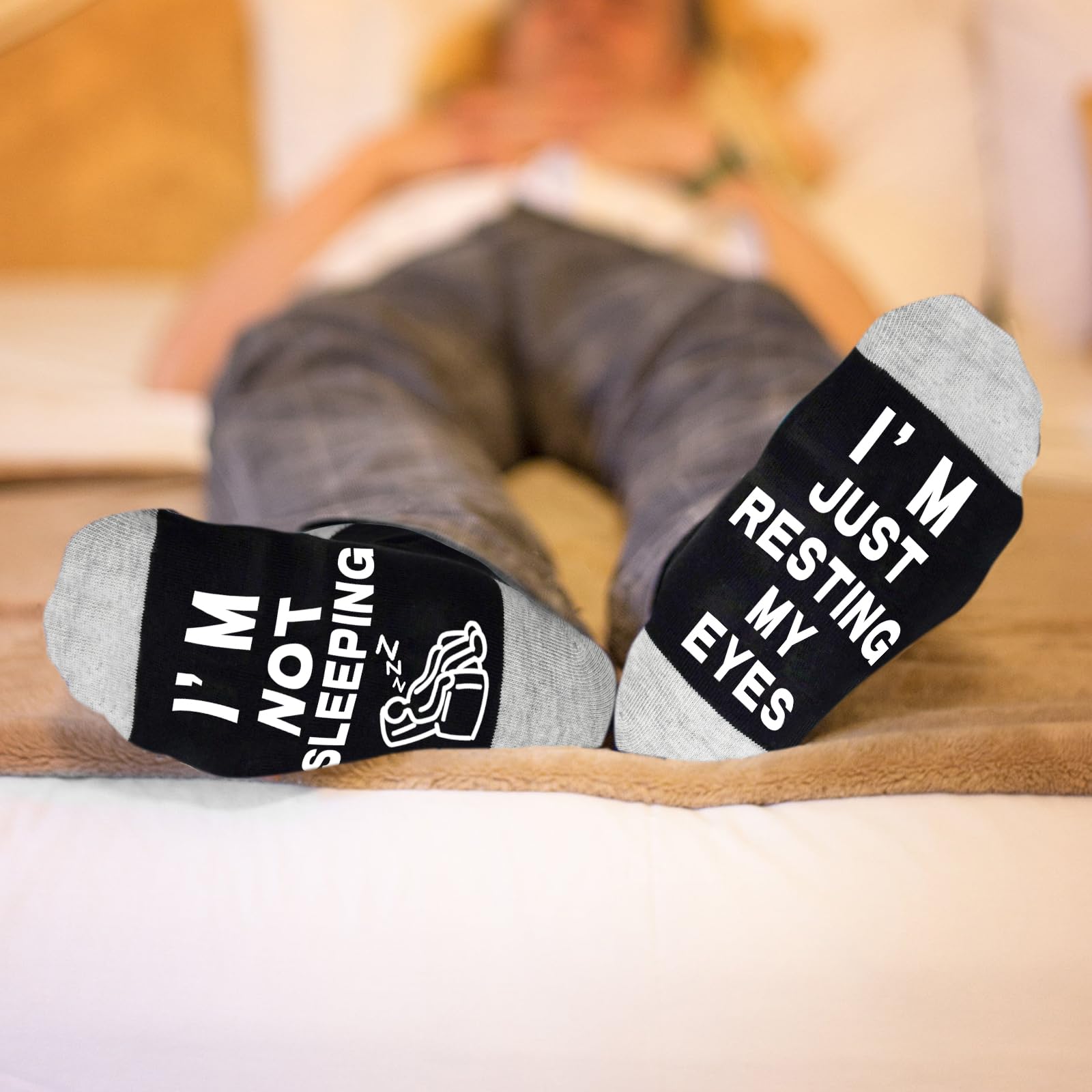 Dealswin Birthday Gifts for Dad, Fathers Day Gift for Men, I'm Not Sleeping I'm Just Resting My Eyes Funny Socks