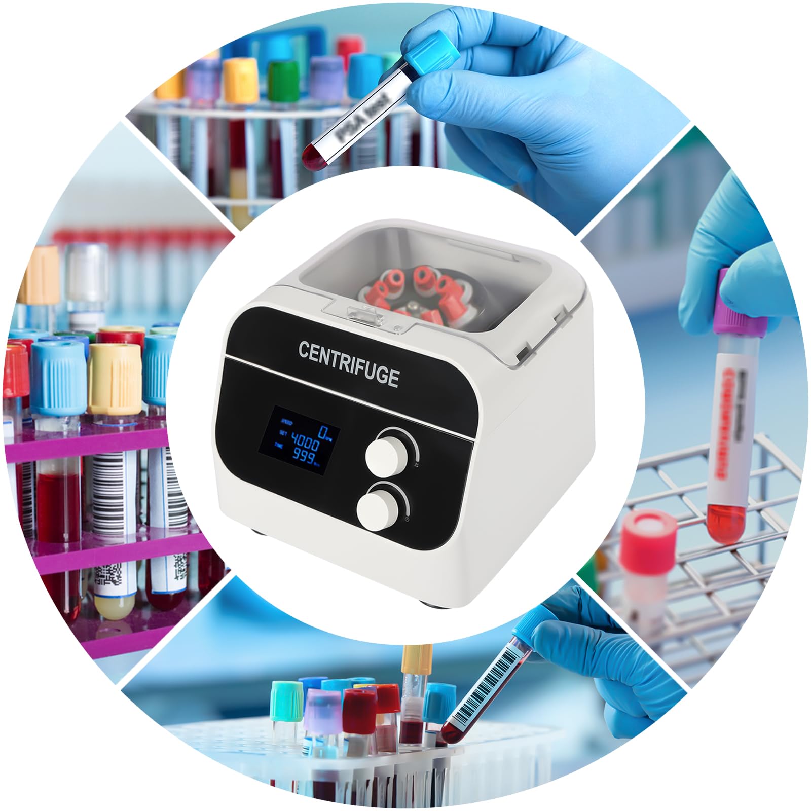 Centrifugeuse de laboratoire 8 x 20 ml avec couvercle transparent 4000 tr/min Centrifugeuse de laboratoire 0-999 min Machine centrifugeuse 1920XG pour tube de centrifugeuse 5/7/10 ml 220 V