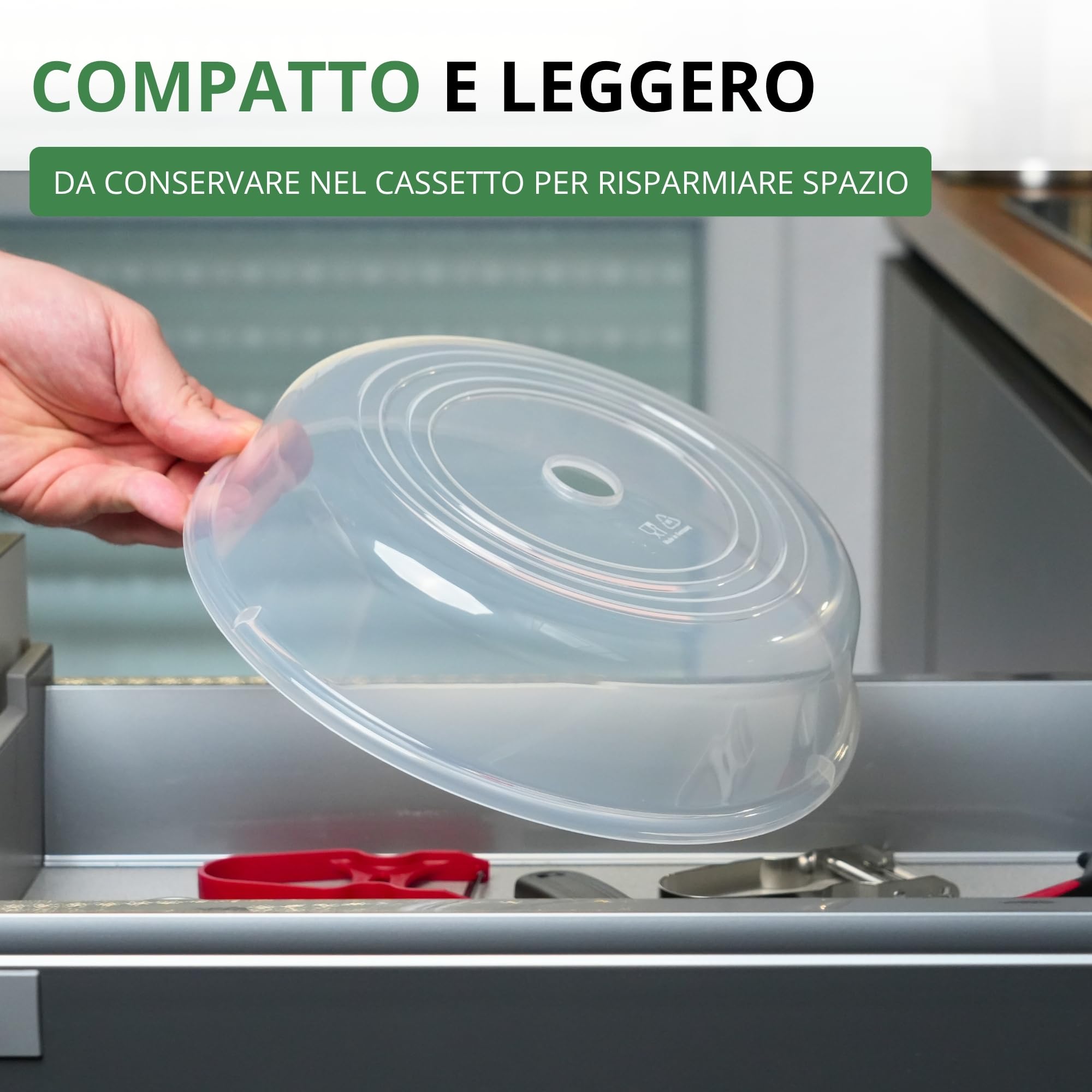 Westmark Coperchio da microonde, rotondo, ø ca. 25 cm, altezza ca. 6,3 cm, plastica, colore: trasparente, 22452270