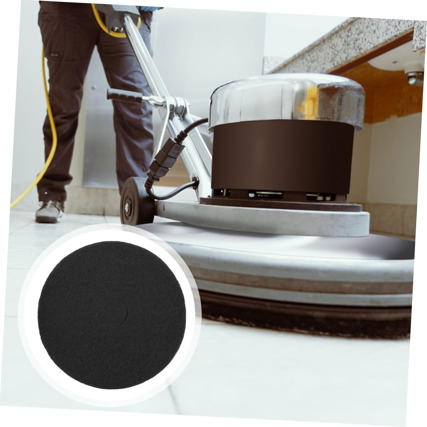 Replaceable Floor Cleaning Pad for Floor Machines Black Polishing Cushion for Efficient Home Cleaning