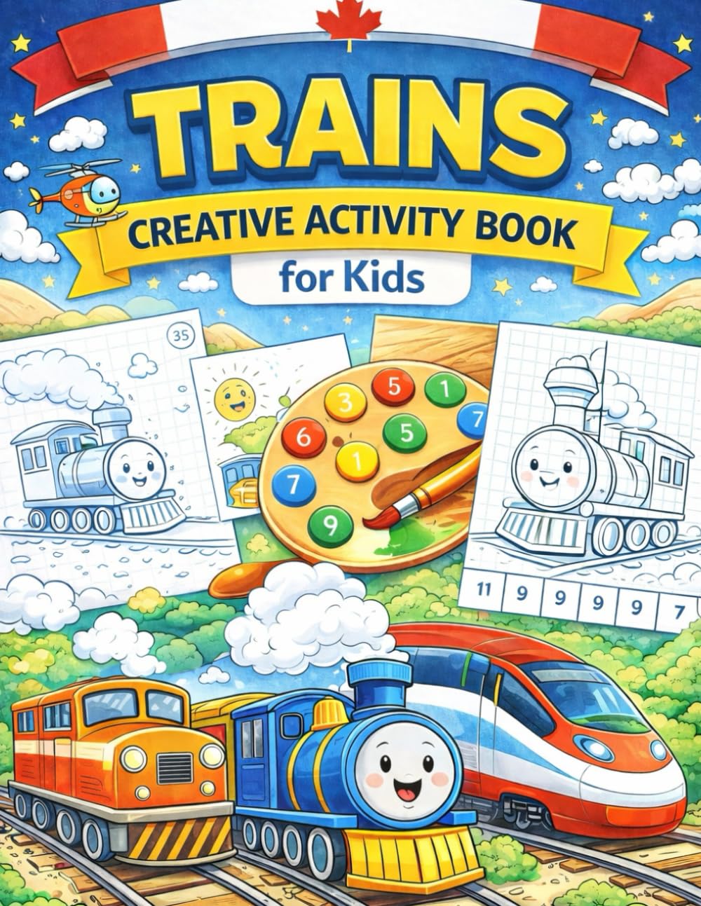 Trains – Creative Activity Book for Kids: Colouring, Colour by Number & Fun Drawing Activities For Kids Ages 4–8