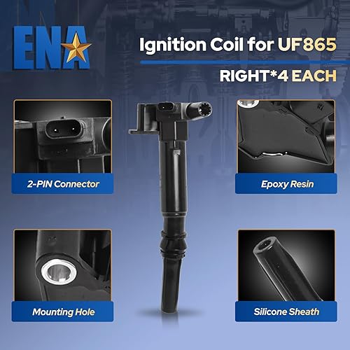 Miniatura 4 de ENA Juego de 8 bobinas de encendido izquierda y derecha con 16 bujías de iridio compatibles con Ford E-350 E-450 2018 2019 F-250 F-350 2018 2019