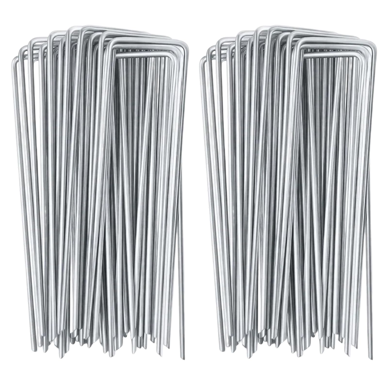 Tent Pegs, 60 Pack Ground Pegs Metal Garden Pegs, U-Shaped Design 2.2 x 40 x 100 mm, Weed Membrane Pegs for Landscape Fabric and Artificial Grass, Suitable for Most People