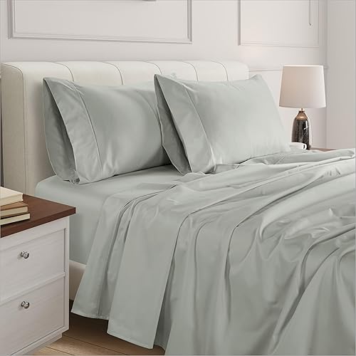 Miniatura 103 de Bluemoon Homes Sábanas de algodón egipcio tamaño Queen con bolsillo profundo, 100% algodón egipcio de 800 hilos, 4 piezas, sábanas de algodón