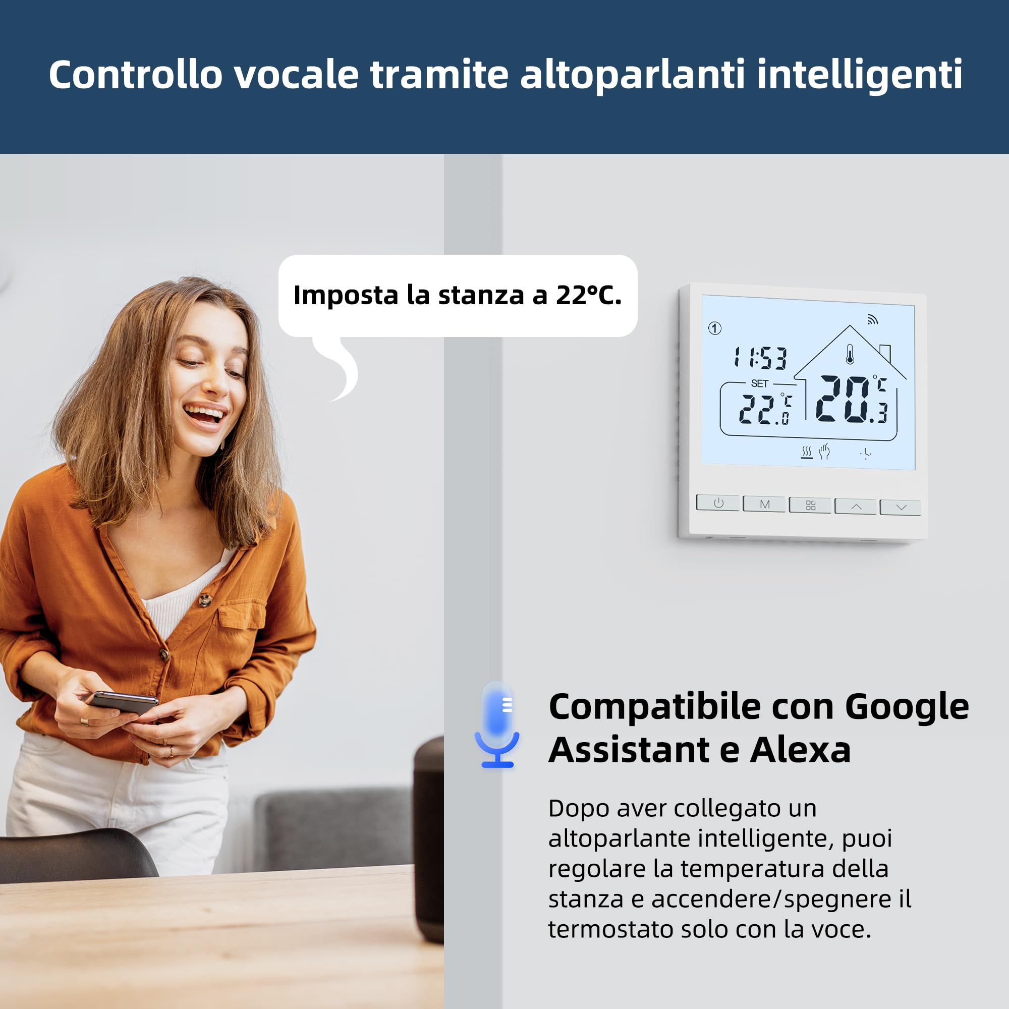 BEOK Termostato wifi per Caldaia,Termostato ambiente tuya Smart digitale Programmabile settimanale,Termostato intelligente con Alxa controllo vocale.cronotermostato wifi domestica .3A TOL47WIFI