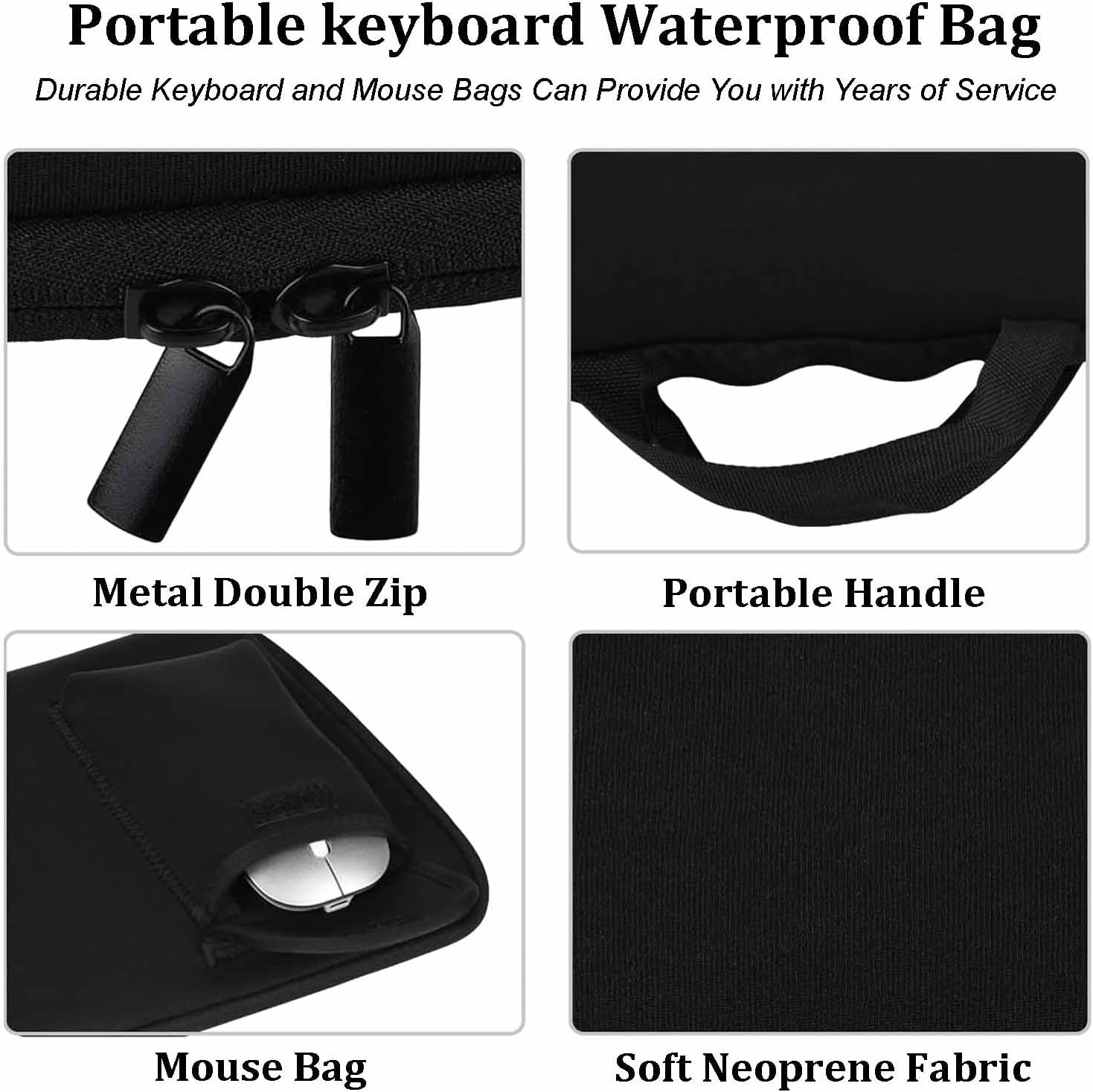 Neoprene Keyboard Carrying Case for Logitech MK270 (Black)