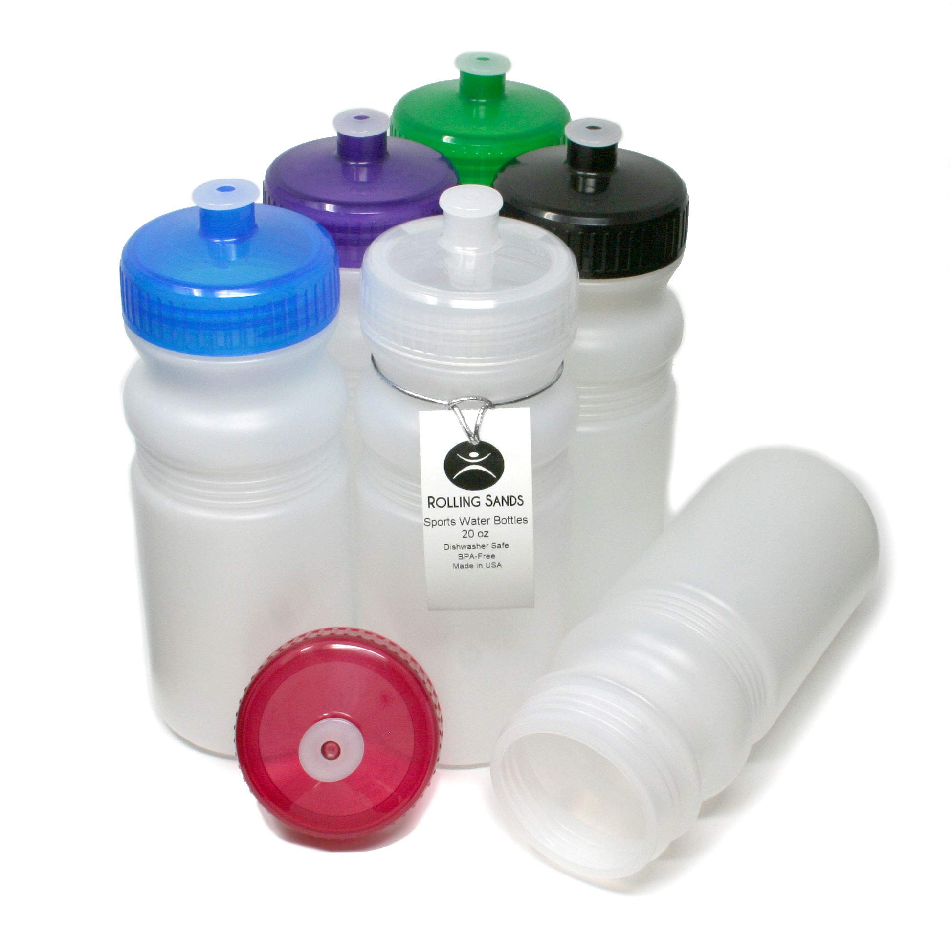 Rolling Sands, 6 borracce Sportive Senza BPA, Prodotte negli USA, Lavabili in lavastoviglie, Clear Frost/Variety