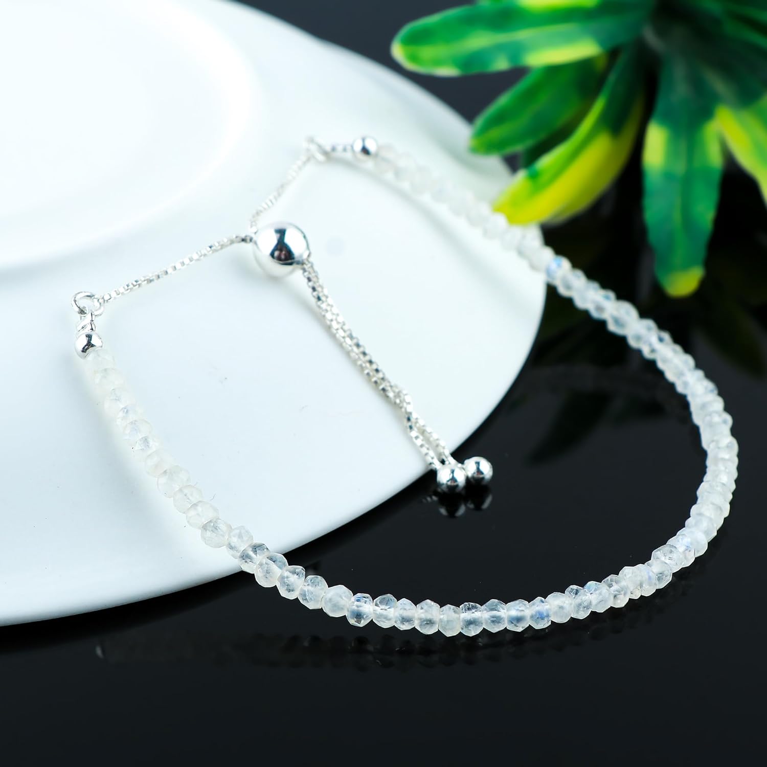 Natural Gemstones Beaded Bolo Bracelets, Assorted Beads Stones, Handmade Boho Hypoallergenic Jewelry for Women, Chakra Healing Crystals, Silver Adjustable Chain-6+4inch - Image 3