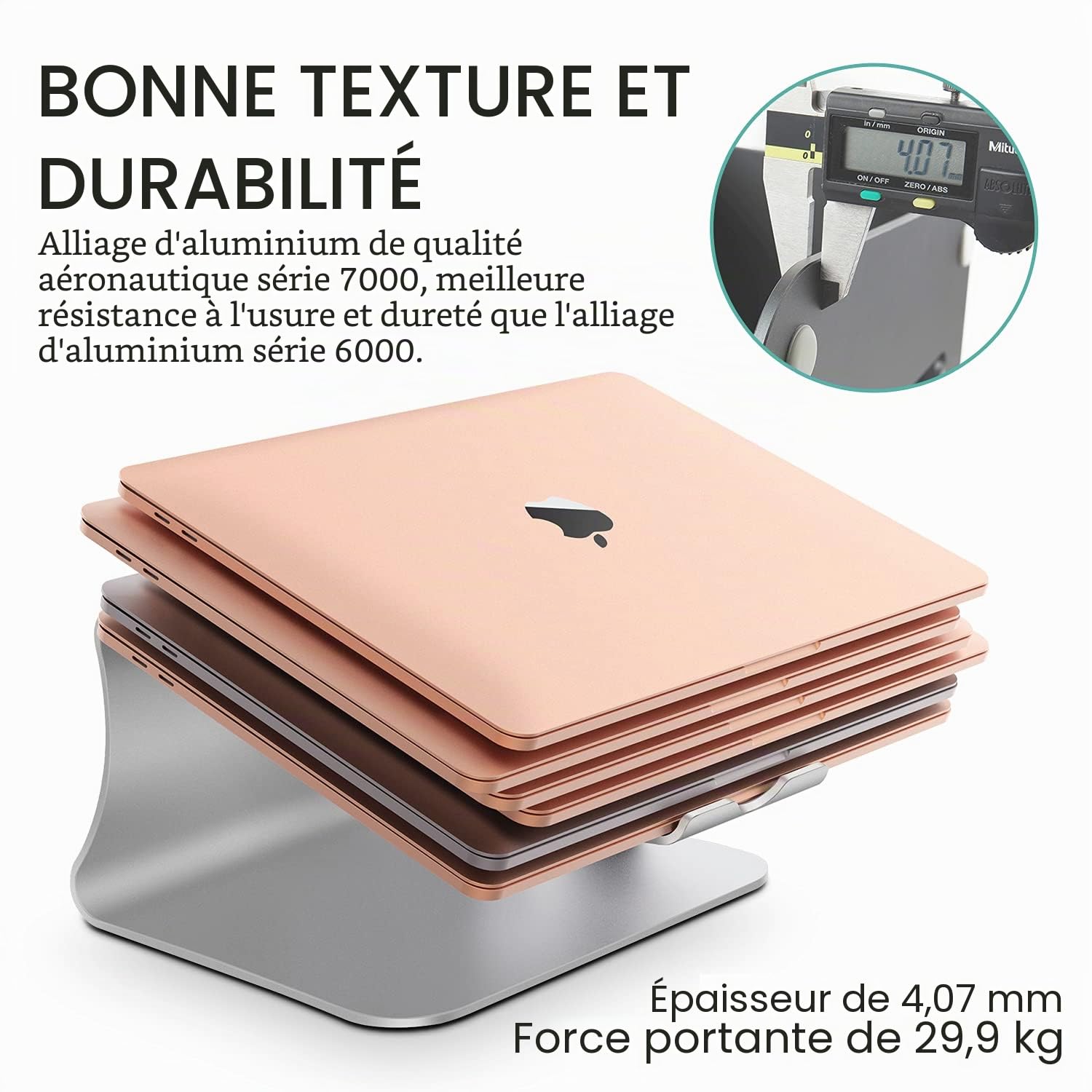 Support Ordinateur Portable, Support pour MacBook Pro/Air,Dell, HP, Samsung, Lenovo Della 11''-16",(Breveté) (Space Silver)