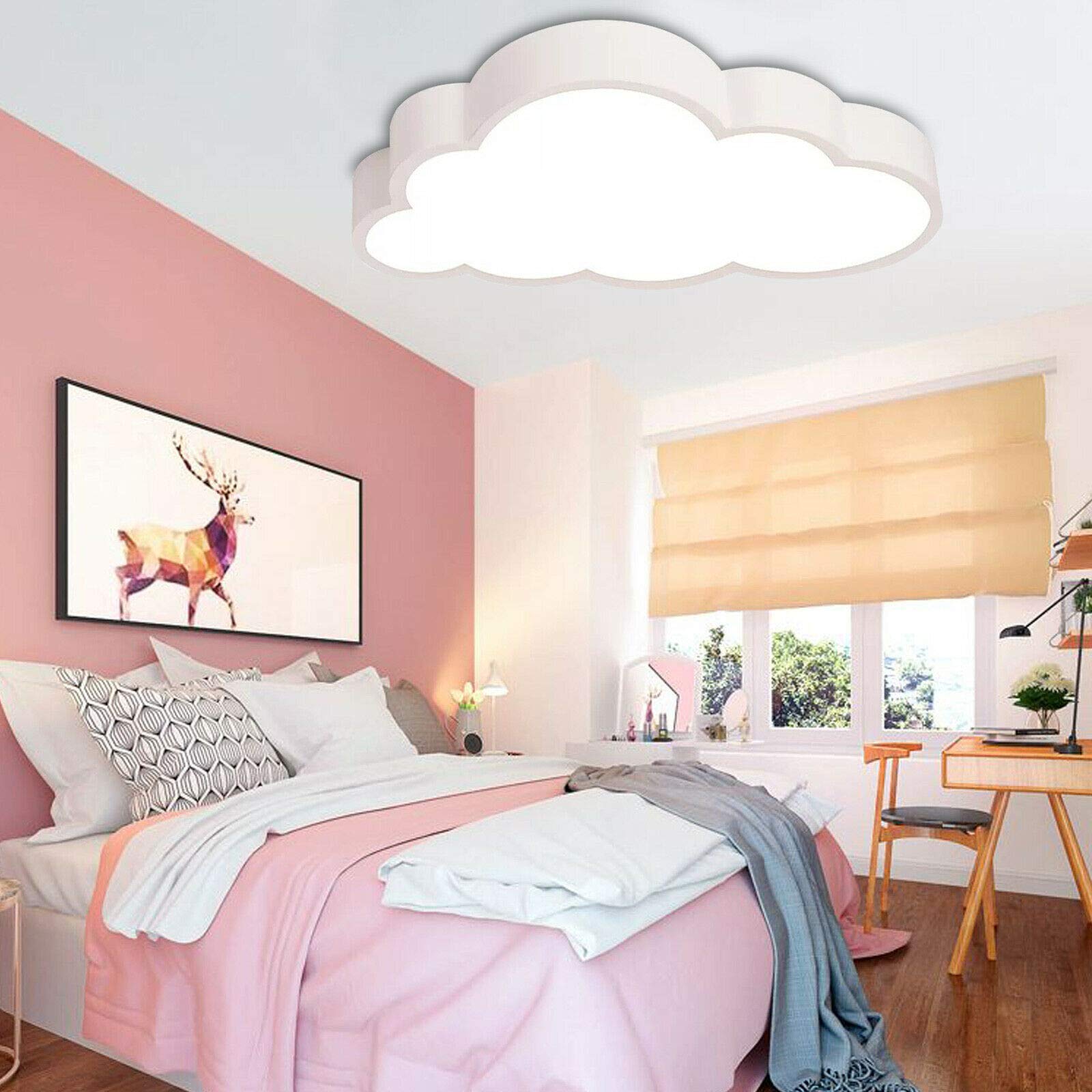 UISEBRT Lampada A Soffitto A Forma Di Nuvola LED 48W, Dimmerabile Con Telecomando Per Cameretta E Soggiorno