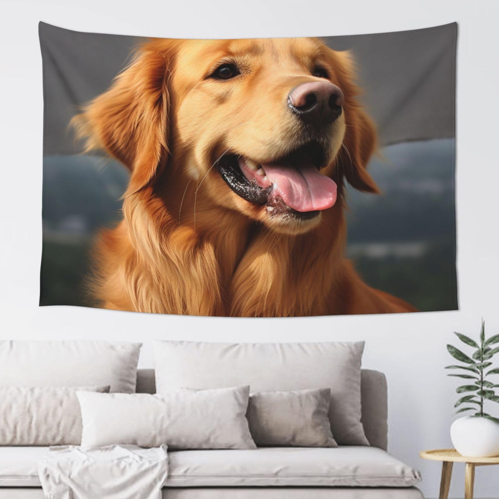 MXDLKSWPOH Tapestry 152x102 cm Art Wall Hanging for Living Room Modern Soft Aesthetic Tapestries Poster Golden Retriever Dog Tapestry Home Decoration Large Wall Tapestries for Bedroom Dorm Decor