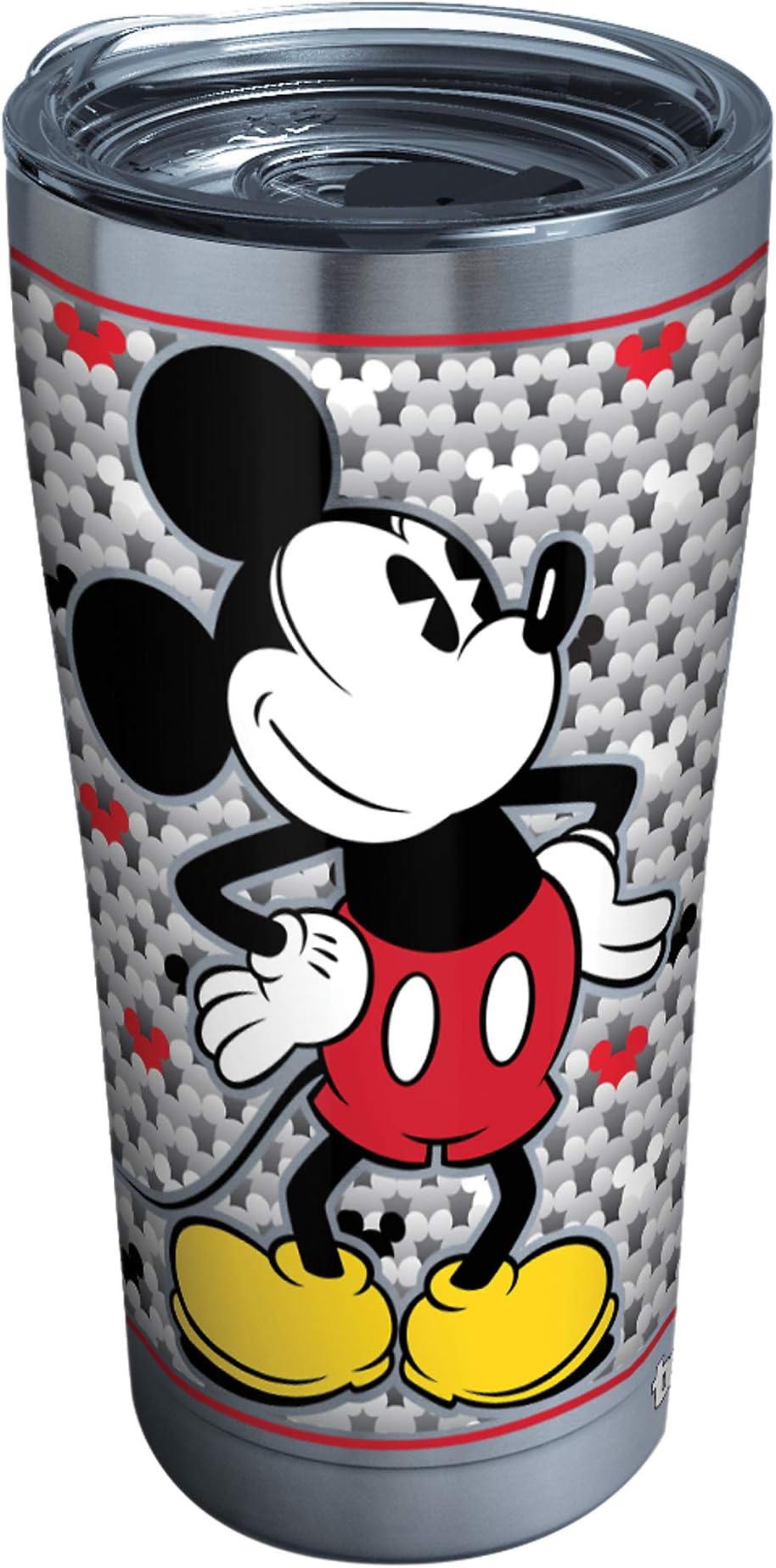 Tervis Disney Mickey Mouse Silver Triple Walled Insulated Tumbler Travel Cup Keeps Drinks Cold & Hot, 20oz Legacy, Stainless Steel