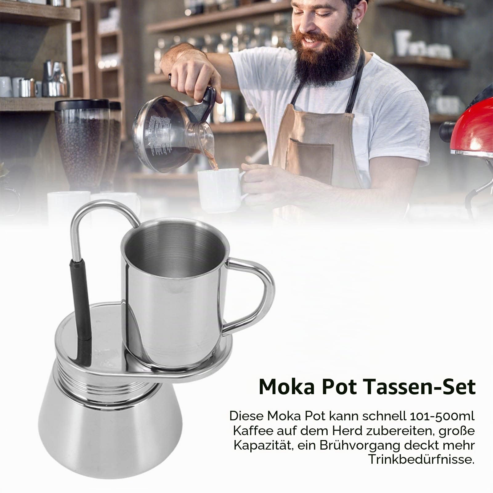 Mini Espresso Kaffeemaschine, Edelstahl Einzelauslauf Herdplatte Moka Kanne, Italienischer Espresso Perkolator Espressokocher Für Alle Elektrischen Keramik-Gasherde