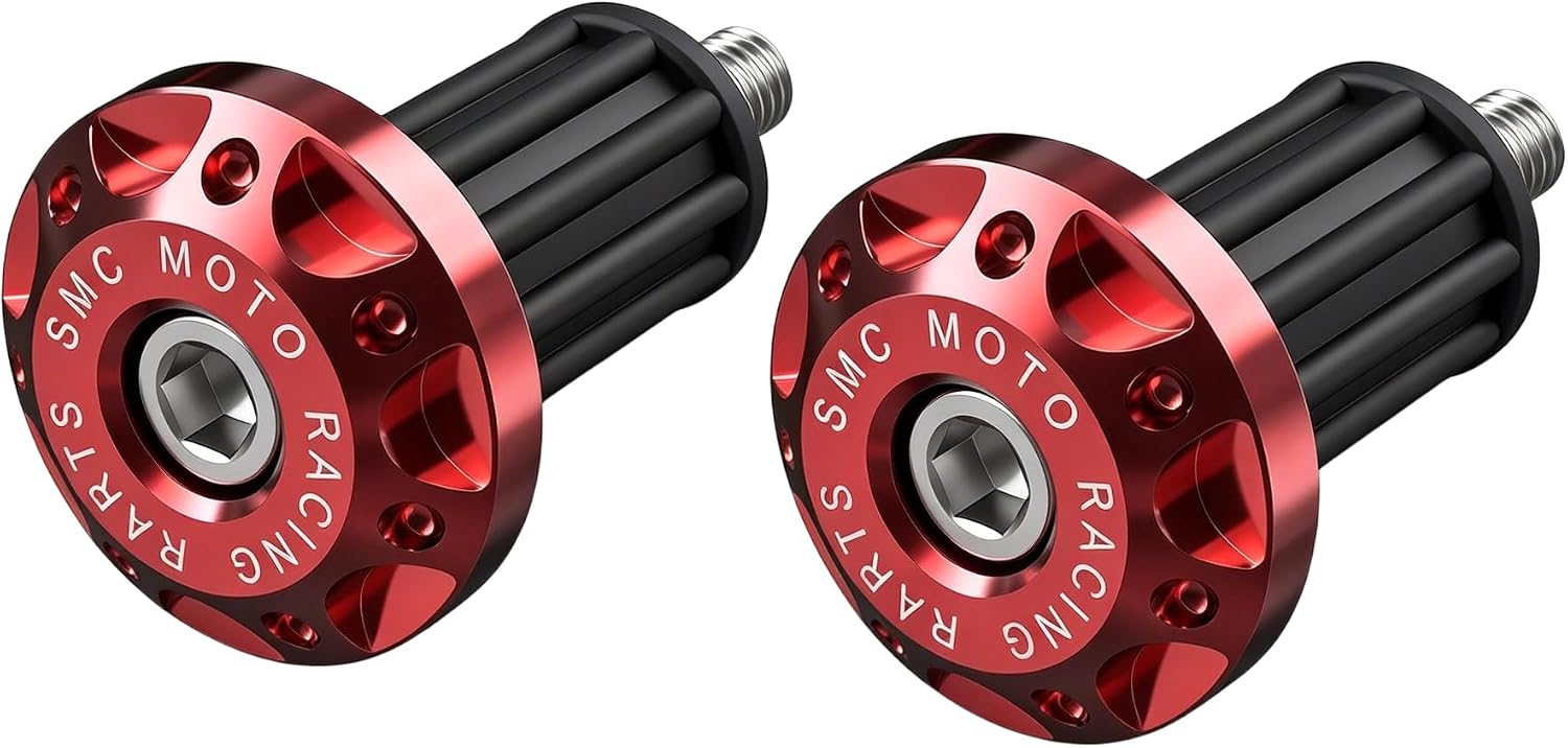 2 PCS Motorcycle Bar End Plug, Aluminum Alloy Handlebar End Caps, Shockproof Expanding Locking Bar Ends for Electric Scooter Off-road Motorcycles, Universal for Most Cars, Trucks, SUVs (Red)