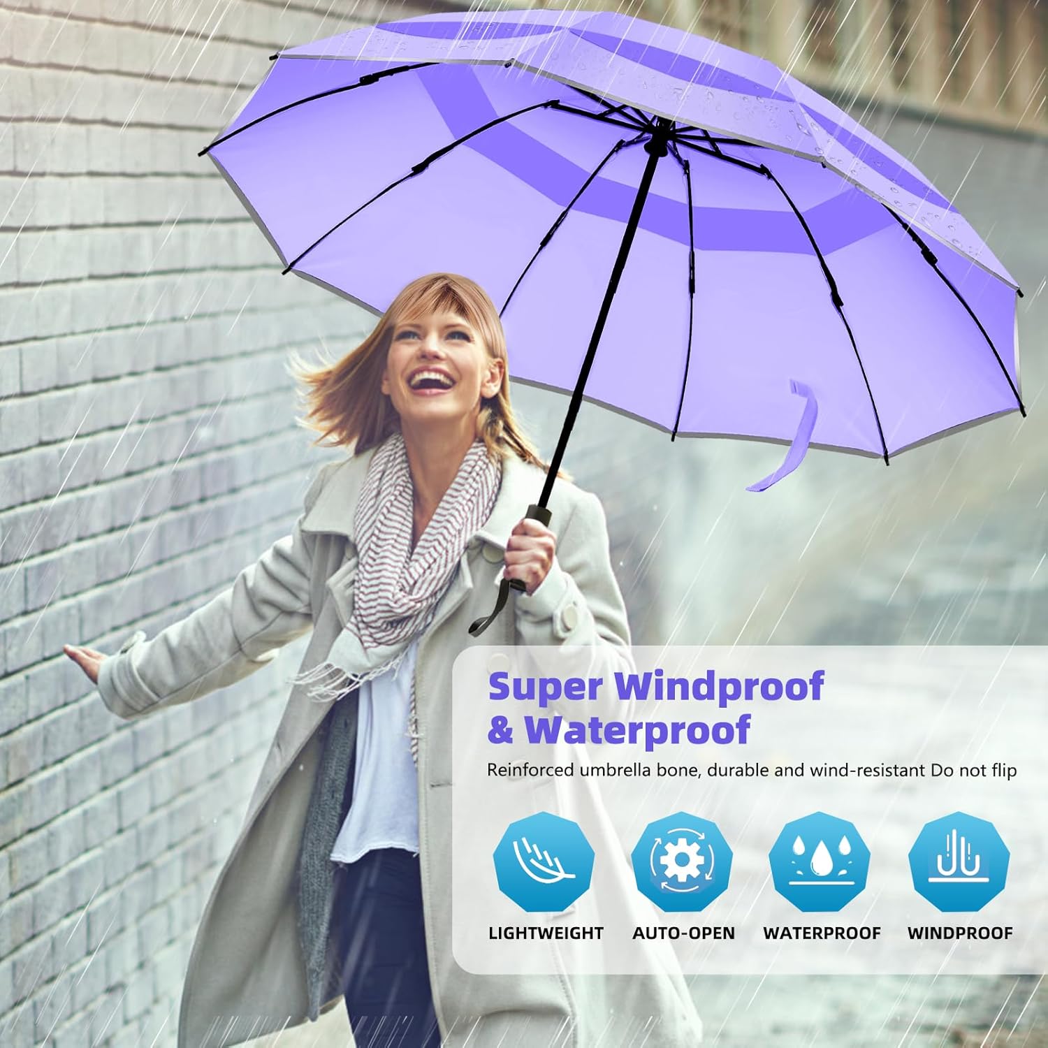 Windproof Automatic Inverted Umbrella – Compact Folding with Sun UV Protection, Portable Travel Umbrella for Car & Backpack - Image 6