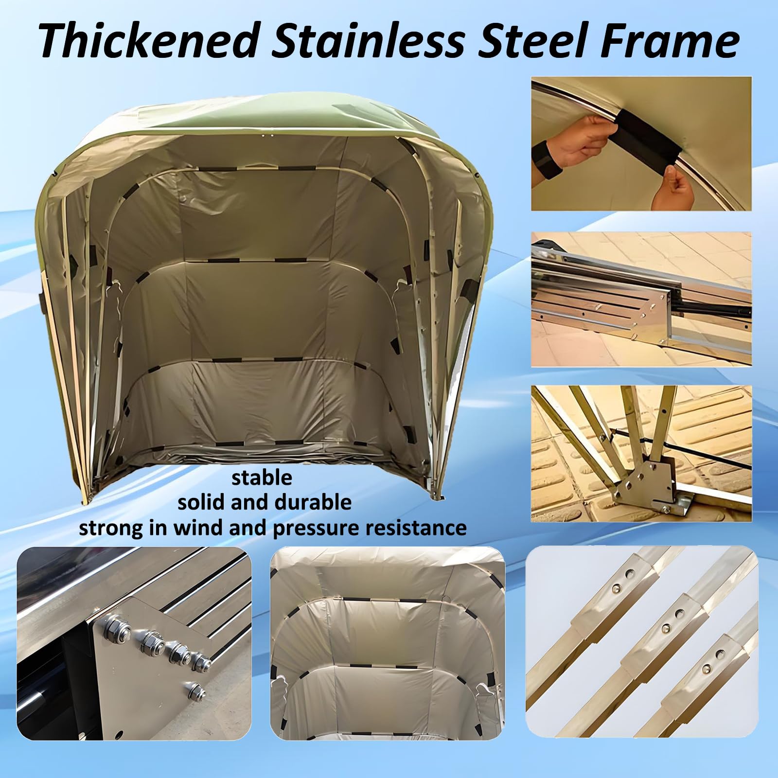 Cochera Retráctil Mejorada, Cobertizo Gris De Acero Inoxidable, Cobertizo Plegable Semiautomático SUV/Automóvil, Tela Oxford De Espesor 600d (5,9m × 2,7m × 2,45m)